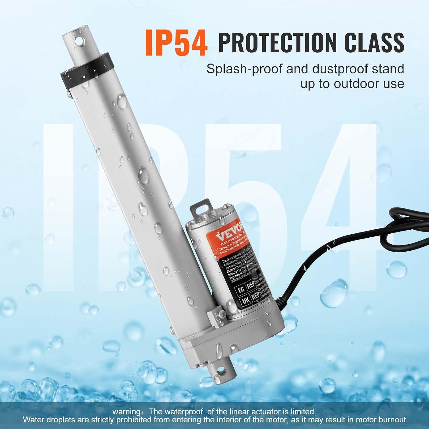 image:imageVEVOR Linear Actuator 12V 12 Inch High Speed 055s Linear Actuator 220lbs1000N Linear Motion Actuator with Mounting Bracket and IP54 Protection6 Inch