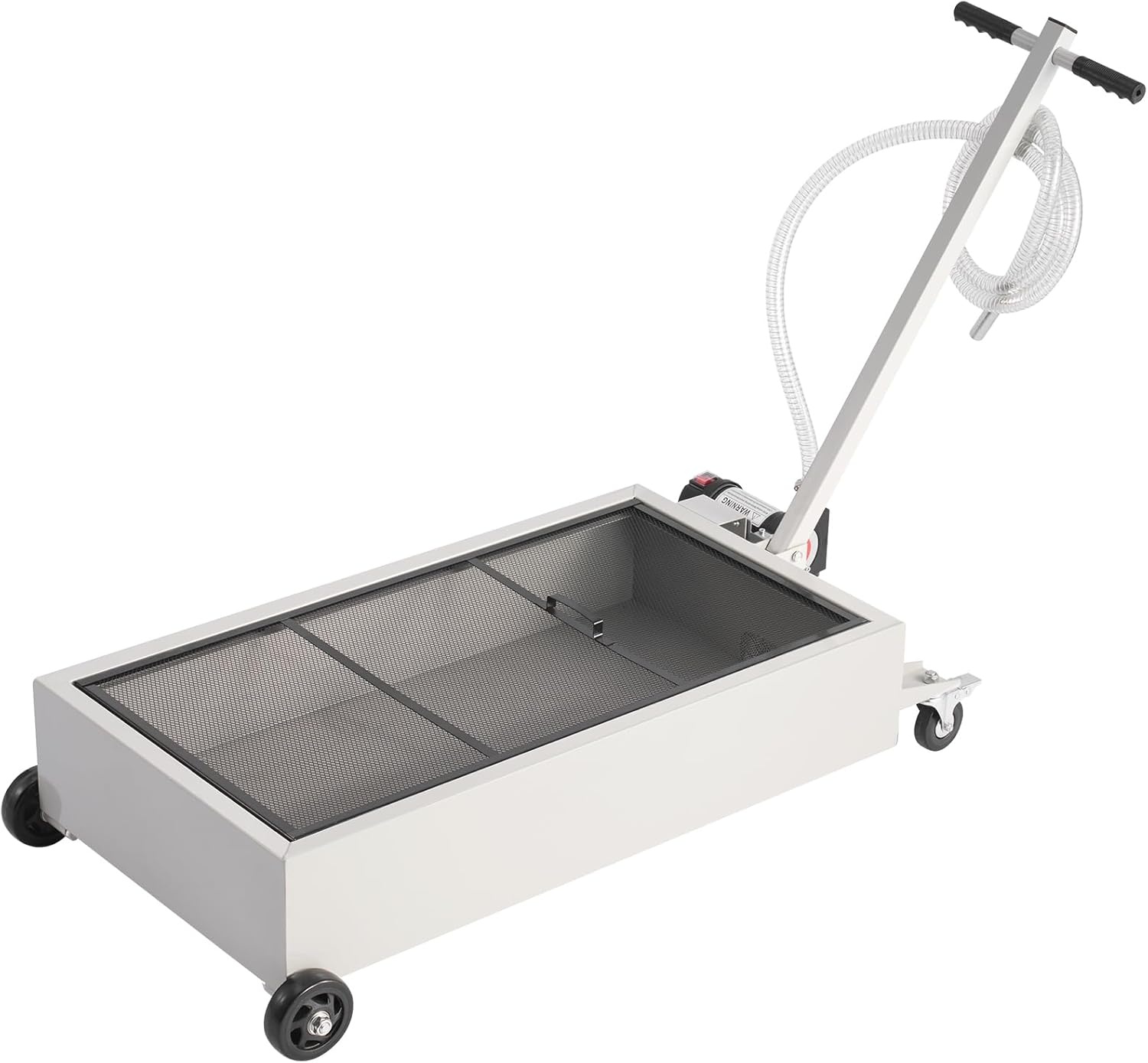 image:imageVEVOR Low Profile Electric Oil Drain Pan 20 Gal Capacity Rolling Oil Drain Pan with 110V HighFlow Pump 72 ft Hose amp T Folding Handle Leakproof amp Corrosionresistant Fit for Trucks ATVs Whitewhite