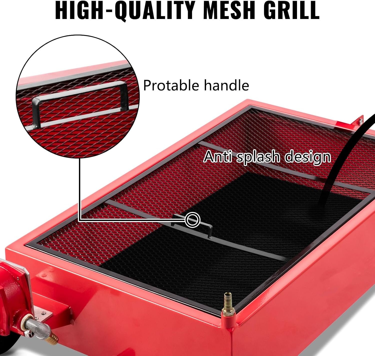 image:imageVEVOR Low Profile Electric Oil Drain Pan 20 Gal Capacity Rolling Oil Drain Pan with 110V HighFlow Pump 72 ft Hose amp T Folding Handle Leakproof amp Corrosionresistant Fit for Trucks ATVs WhiteRed