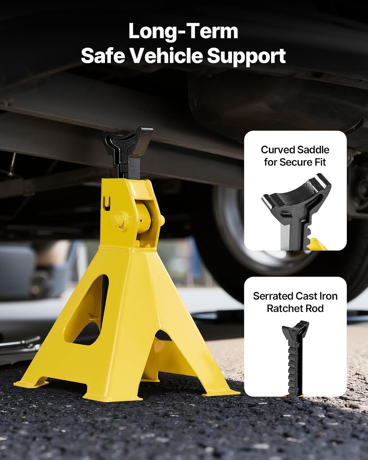 image:imageVEVOR Low Profile Floor Jack 2 Ton 4400 lbs Capacity Steel Racing Floor Jack with Stands Single Piston Quick Lift Pump Hydraulic Trolley Car Lift for Compact SUVs Lifting Range 51122 Inches