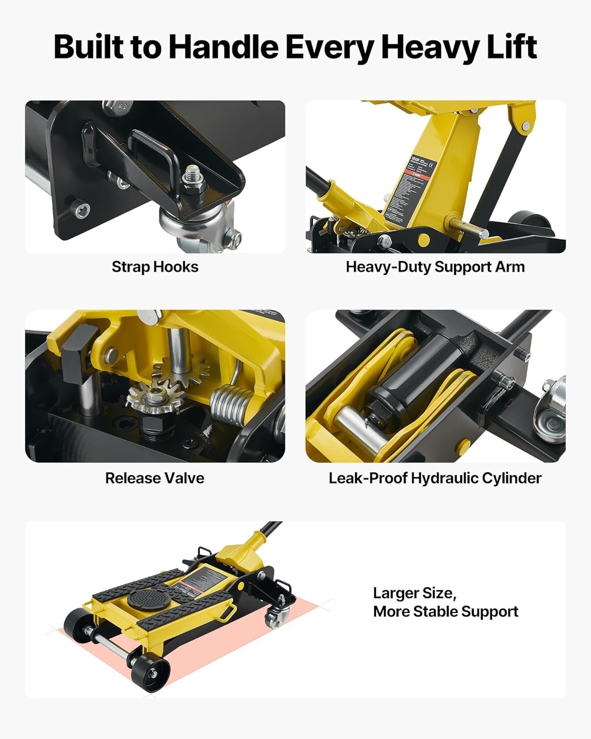 image:imageVEVOR Low Profile Floor Jack 2 Ton 4409 lbs Capacity Steel Racing Floor Jack with Single Piston Quick Lift Pump Hydraulic Trolley Car Lift for Cars Motorcycles ATVs Lifting Range 57172 T