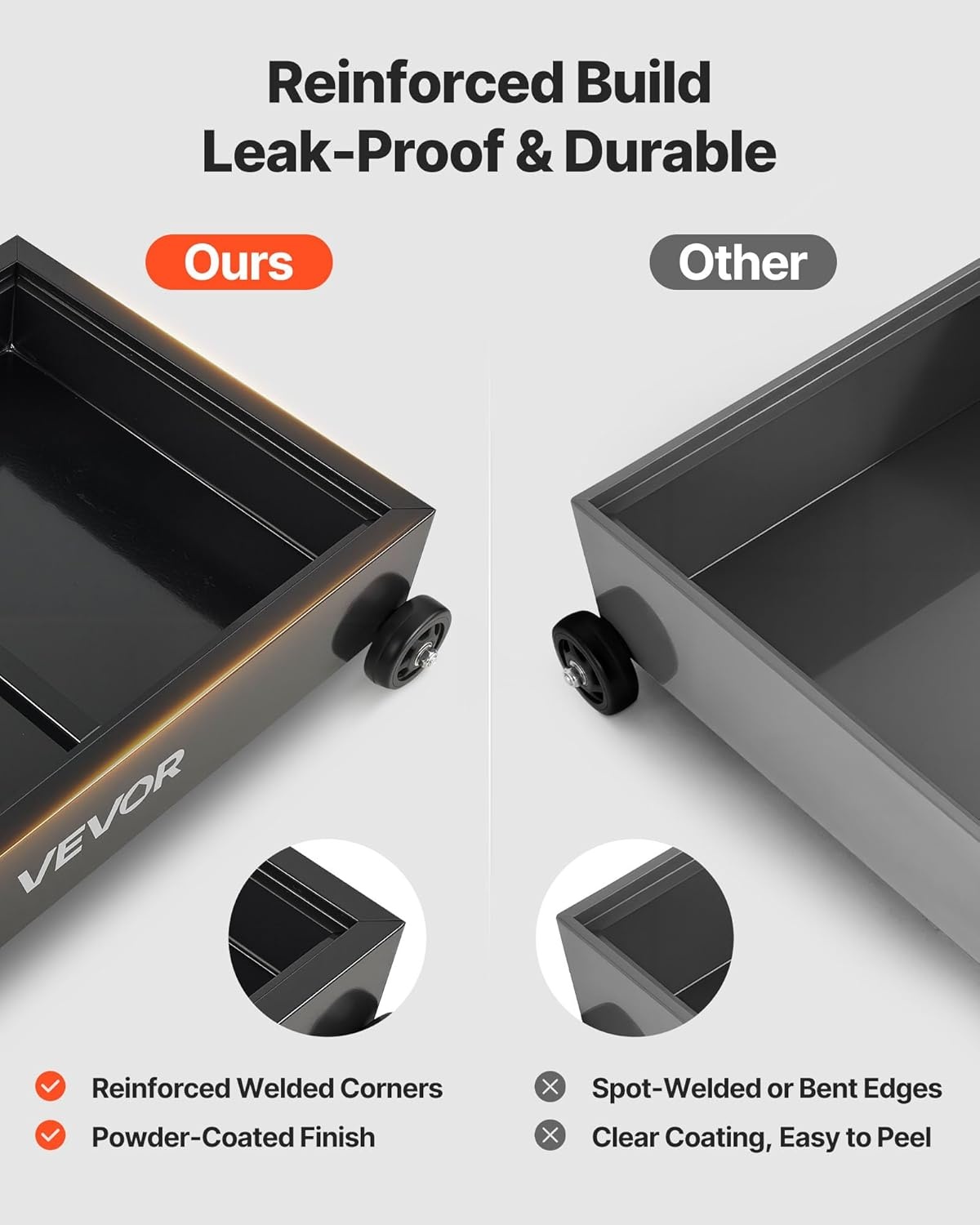 image:imageVEVOR Low Profile Oil Drain Pan 17 Gal Capacity Rolling Oil Drain Pan with 110V HighFlow Electric Pump 72 ft Hose amp T Folding Handle LeakProof amp CorrosionResistant Fit for Trucks ATVs Red4134 x 2461 x 2598 in