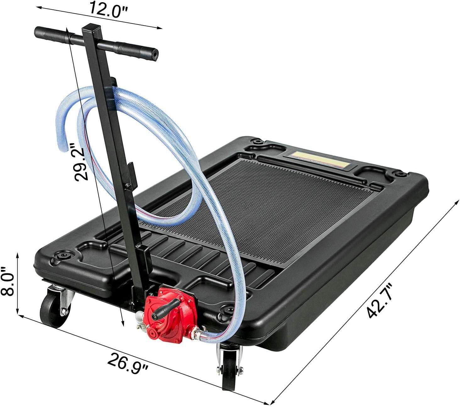 image:imageVEVOR Low Profile Oil Drain Pan 25 Gal Oil Drain Pan with 110V HighFlow Electric Pump Large Capacity Oil Change Pan with 72ft Hose amp Folding Handle Rolling Oil Drain Cart for Trucks Buses RVsFloral