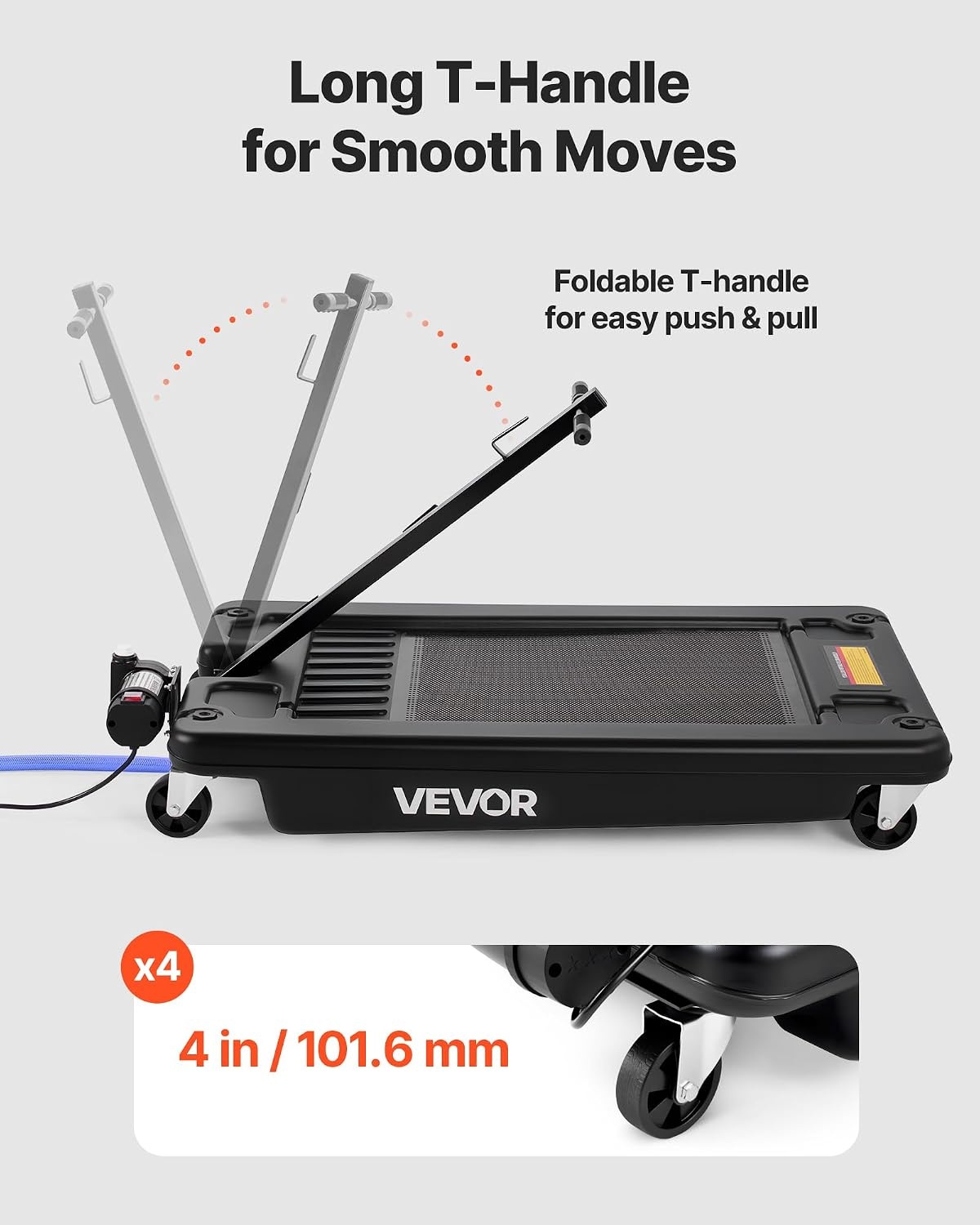image:imageVEVOR Low Profile Oil Drain Pan 25 Gal Oil Drain Pan with 110V HighFlow Electric Pump Large Capacity Oil Change Pan with 72ft Hose amp Folding Handle Rolling Oil Drain Cart for Trucks Buses RVsCheckered