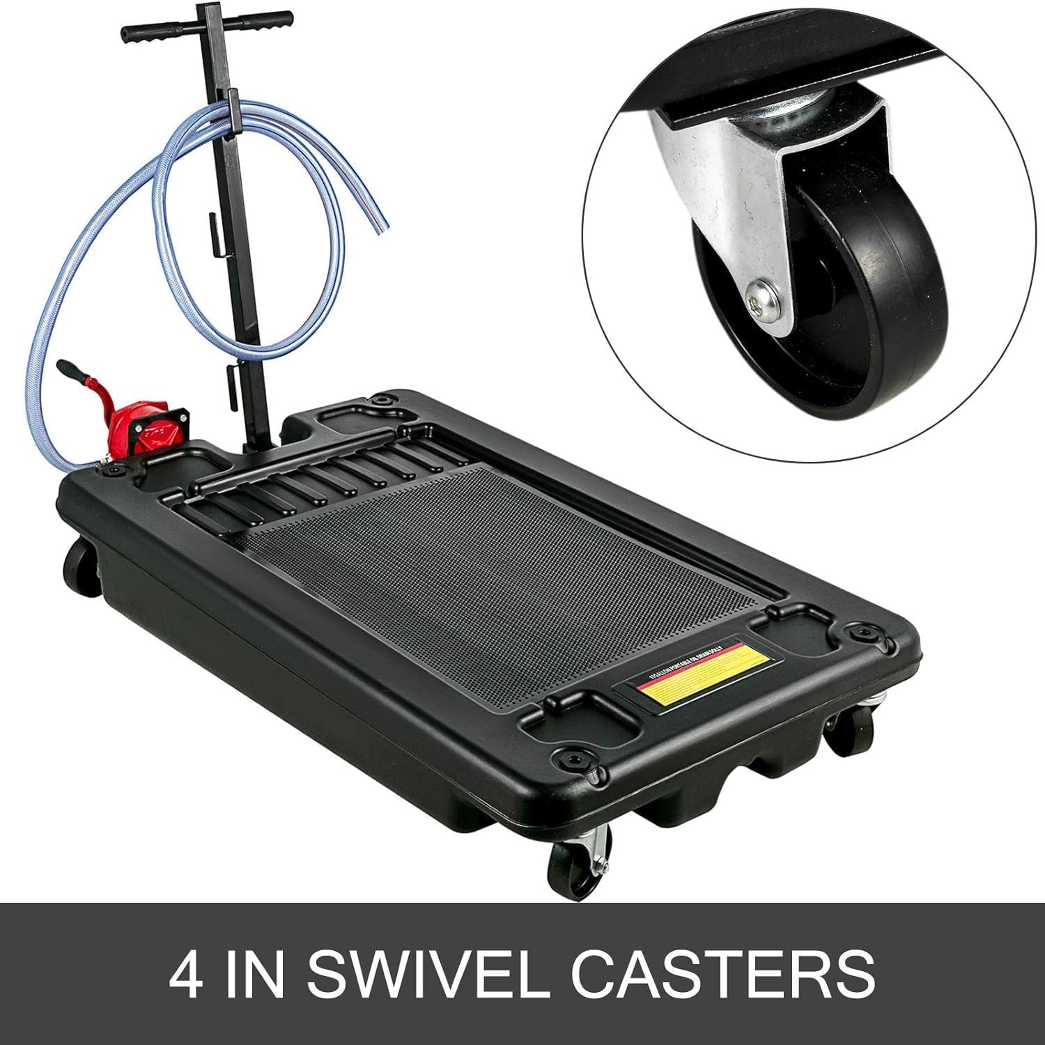 image:imageVEVOR Low Profile Oil Drain Pan 25 Gal Oil Drain Pan with 110V HighFlow Electric Pump Large Capacity Oil Change Pan with 72ft Hose amp Folding Handle Rolling Oil Drain Cart for Trucks Buses RVsFloral