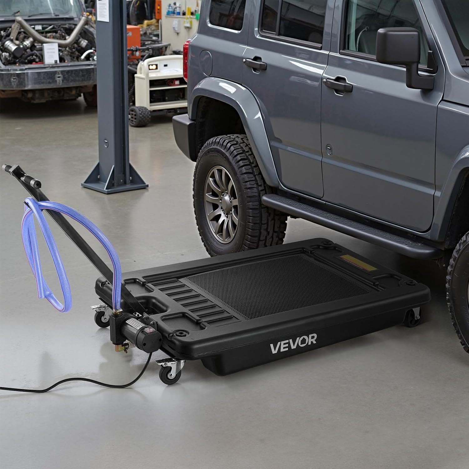 image:imageVEVOR Low Profile Oil Drain Pan 25 Gal Oil Drain Pan with 110V HighFlow Electric Pump Large Capacity Oil Change Pan with 72ft Hose amp Folding Handle Rolling Oil Drain Cart for Trucks Buses RVsArgyle