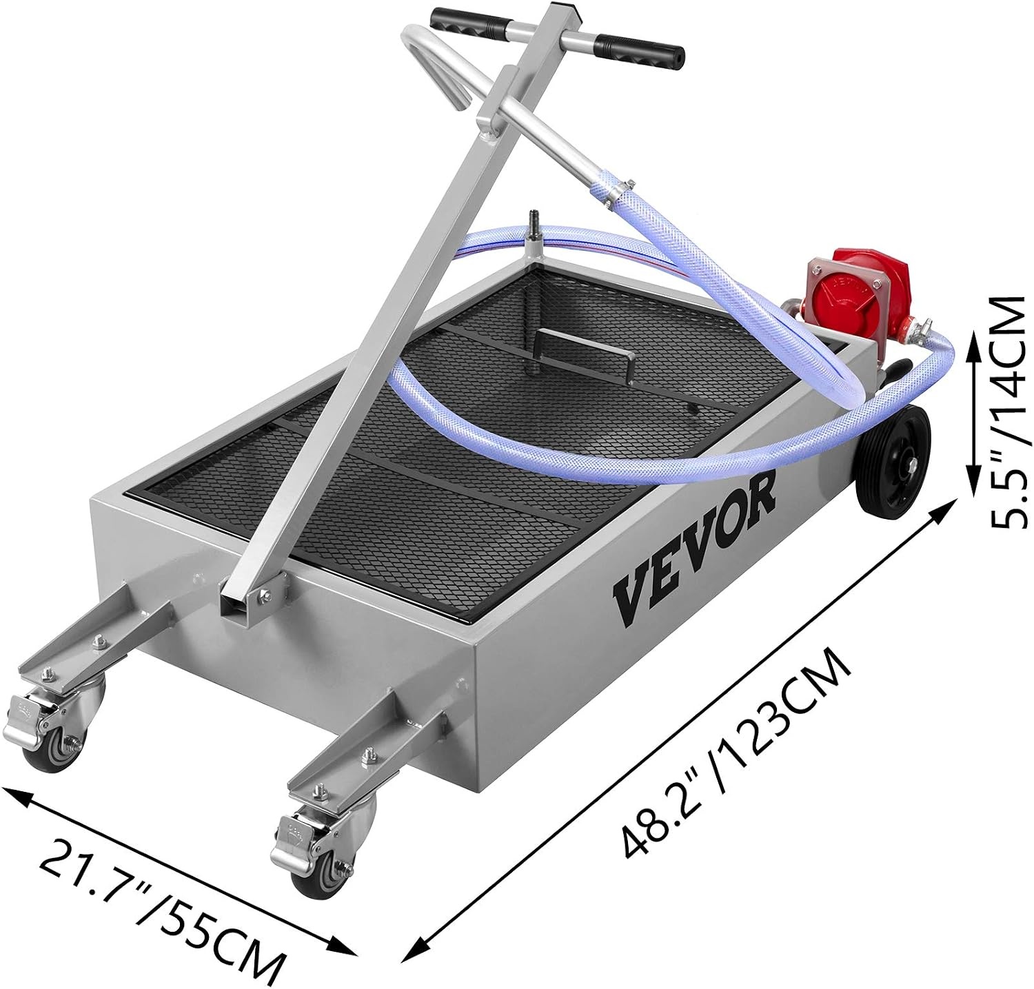 image:imageVEVOR Low Profile Oil Drain Pan 25 Gal Oil Drain Pan with 110V HighFlow Electric Pump Large Capacity Oil Change Pan with 72ft Hose amp Folding Handle Rolling Oil Drain Cart for Trucks Buses RVsCamouflage