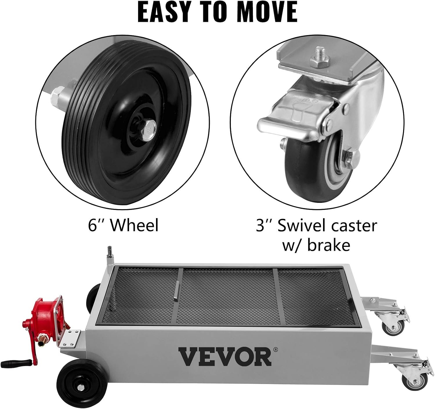 image:imageVEVOR Low Profile Oil Drain Pan 25 Gal Oil Drain Pan with 110V HighFlow Electric Pump Large Capacity Oil Change Pan with 72ft Hose amp Folding Handle Rolling Oil Drain Cart for Trucks Buses RVsCamouflage