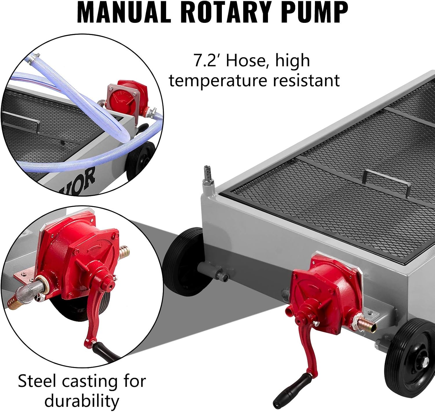 image:imageVEVOR Low Profile Oil Drain Pan 25 Gal Oil Drain Pan with 110V HighFlow Electric Pump Large Capacity Oil Change Pan with 72ft Hose amp Folding Handle Rolling Oil Drain Cart for Trucks Buses RVsCamouflage