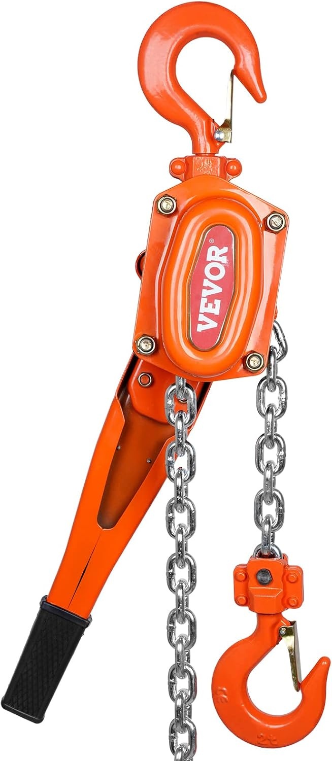 image:imageVEVOR Manual Lever Chain Hoist 112 Ton 3300 lbs Capacity 10 FT Come Along G80 Galvanized Carbon Steel with Weston DoublePawl BrakeAuto Chain Leading amp 360 Rotation Hook for Garage Factory DockOrange