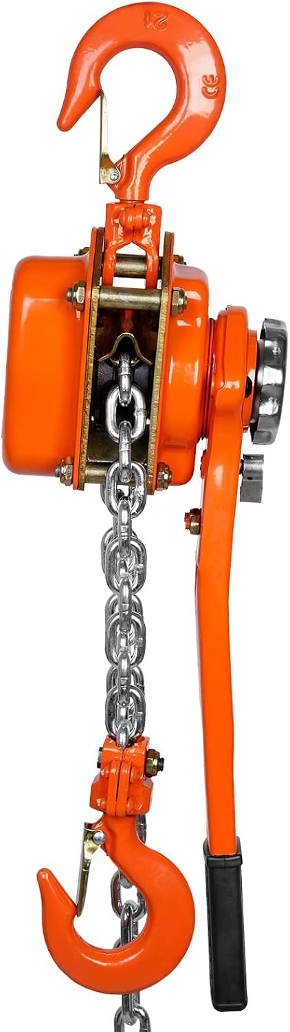 image:imageVEVOR Manual Lever Chain Hoist 112 Ton 3300 lbs Capacity 10 FT Come Along G80 Galvanized Carbon Steel with Weston DoublePawl BrakeAuto Chain Leading amp 360 Rotation Hook for Garage Factory DockOrange