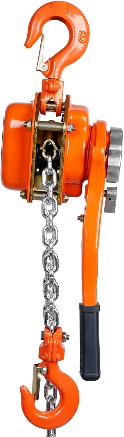 image:imageVEVOR Manual Lever Chain Hoist 112 Ton 3300 lbs Capacity 10 FT Come Along G80 Galvanized Carbon Steel with Weston DoublePawl BrakeAuto Chain Leading amp 360 Rotation Hook for Garage Factory DockOrange