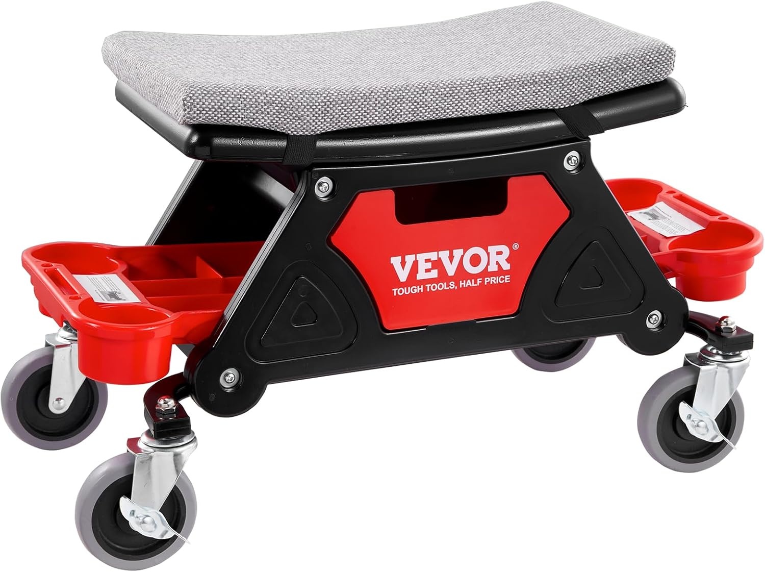 image:imageVEVOR Mechanic Stool 300 LBS Capacity Garage Stool Gift for Men Heavy Duty Rolling Mechanics Seat with Three Slide Out Tool Trays and Drawer Tools for Automotive Auto Repair Auto Repair Heavy Duty Plastic Rolling Mechanics Seat with Cushion Three Slide Out Tool Trays and Drawer for Automotive