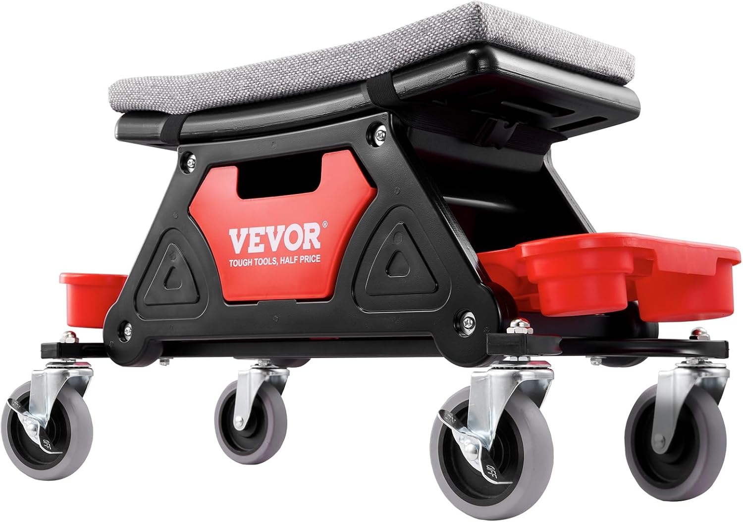 image:imageVEVOR Mechanic Stool 300 LBS Capacity Garage Stool Gift for Men Heavy Duty Rolling Mechanics Seat with Three Slide Out Tool Trays and Drawer Tools for Automotive Auto Repair Auto Repair Heavy Duty Plastic Rolling Mechanics Seat with Cushion Three Slide Out Tool Trays and Drawer for Automotive