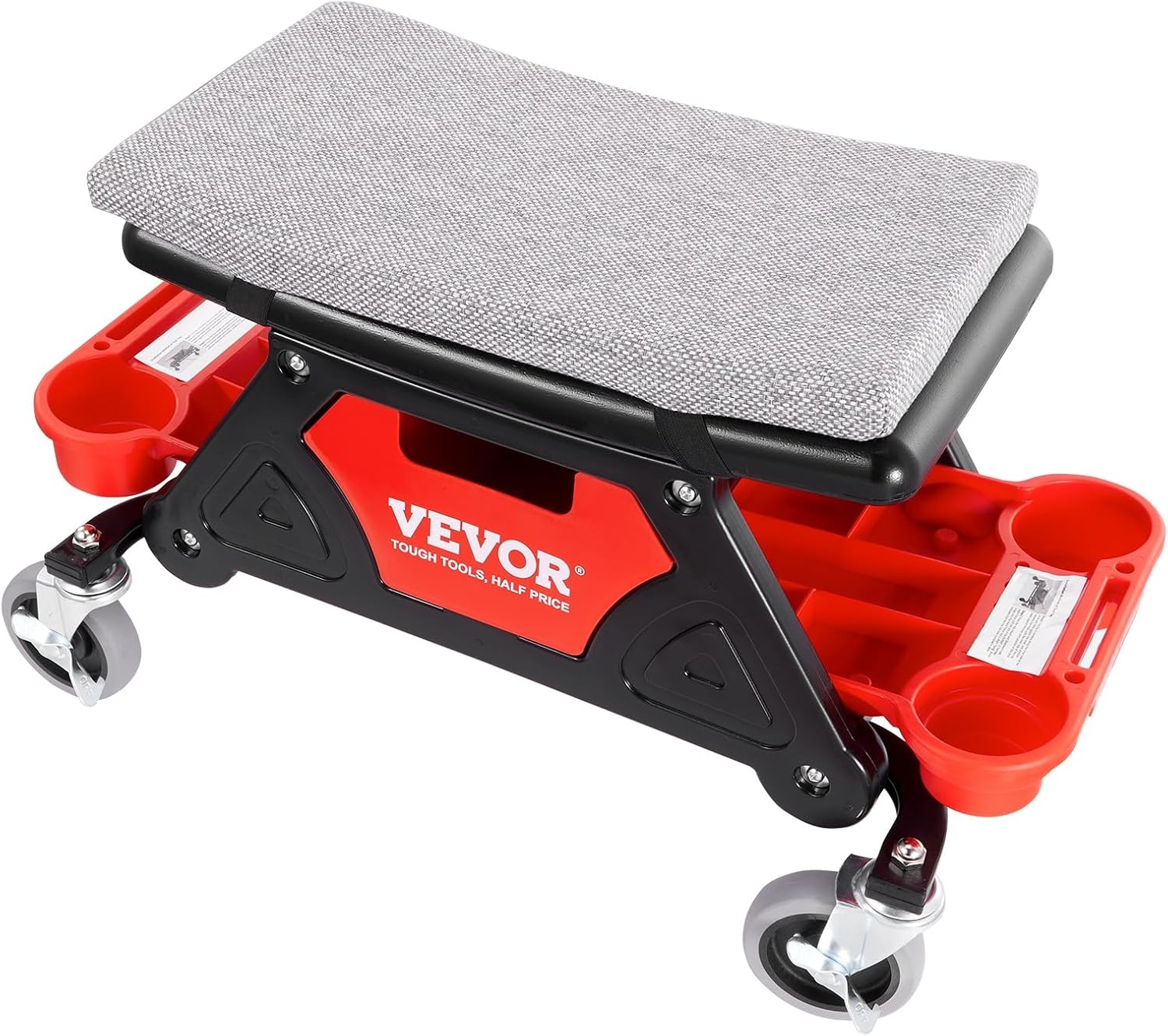 image:imageVEVOR Mechanic Stool 300 LBS Capacity Garage Stool Gift for Men Heavy Duty Rolling Mechanics Seat with Three Slide Out Tool Trays and Drawer Tools for Automotive Auto Repair Auto Repair Heavy Duty Plastic Rolling Mechanics Seat with Cushion Three Slide Out Tool Trays and Drawer for Automotive