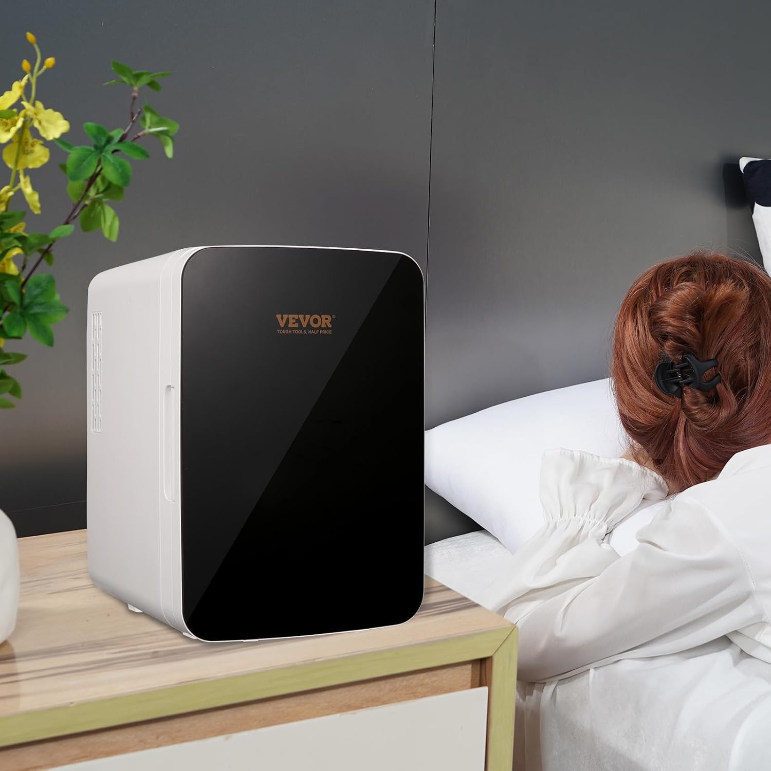 image:imageVEVOR Mini Fridge 6L Skincare Refrigerator with LED Light and HD Mirror ACDC Makeup Cooler for Skin Care Cosmetic Storage Chill Face Mask Drink Small Cooling for Bedroom Dorm Desktop BlackMedium