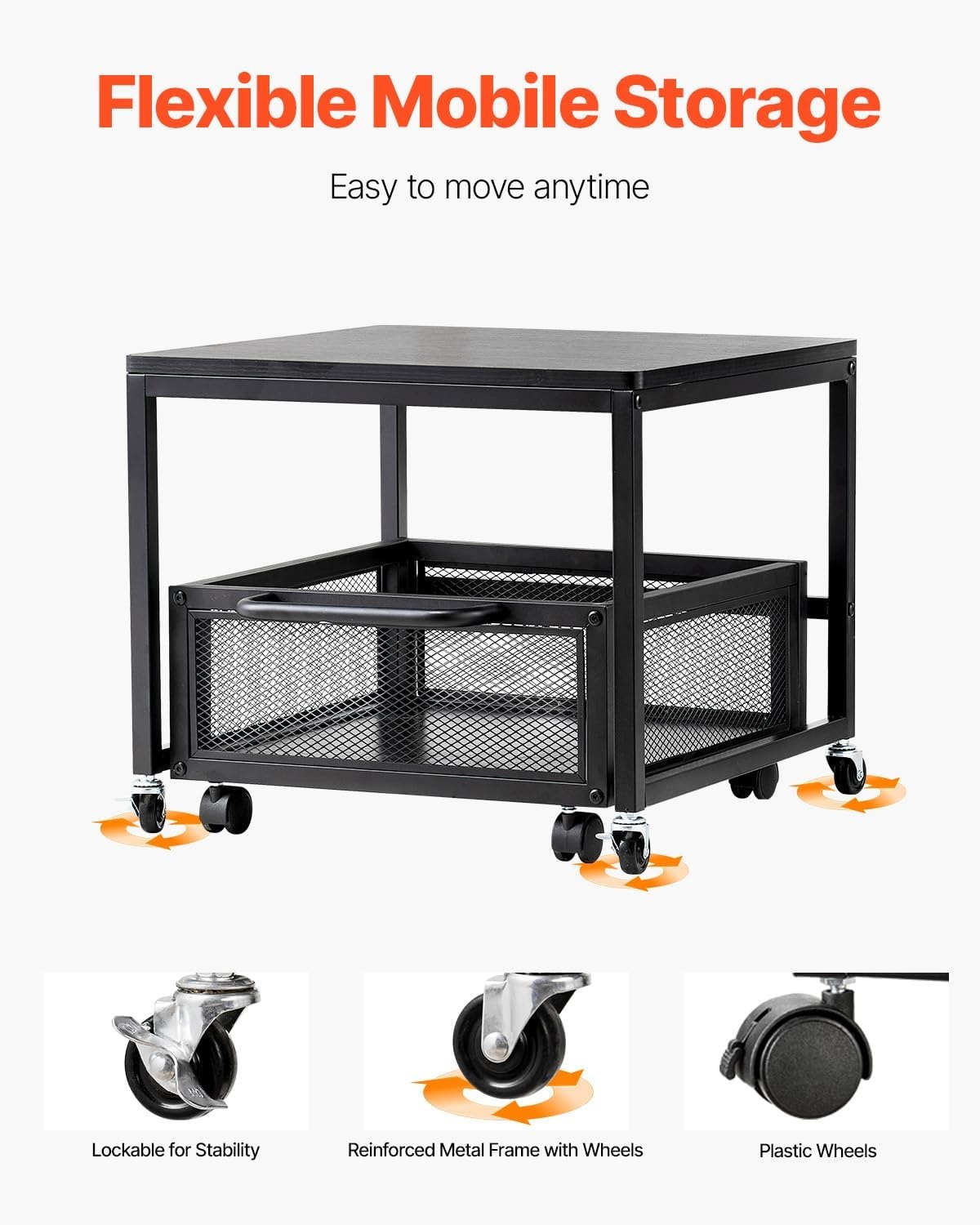 image:imageVEVOR Mini Fridge Stand with Storage 198 lbs Mini Fridge Table with Movable Storage Cart amp Swivel Wheels Beverage Refrigerator Stand for Coffee Bar Mini Fridge Organizer for Home Dorm Light BrownBlack