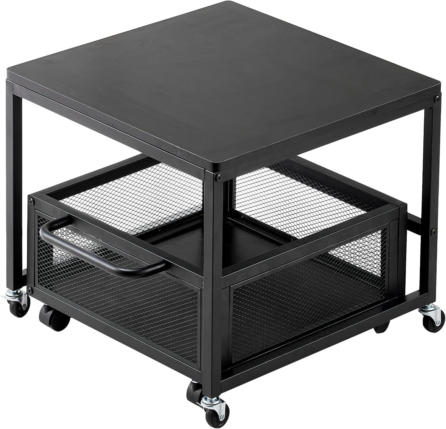 image:imageVEVOR Mini Fridge Stand with Storage 198 lbs Mini Fridge Table with Movable Storage Cart amp Swivel Wheels Beverage Refrigerator Stand for Coffee Bar Mini Fridge Organizer for Home Dorm Light BrownBlack