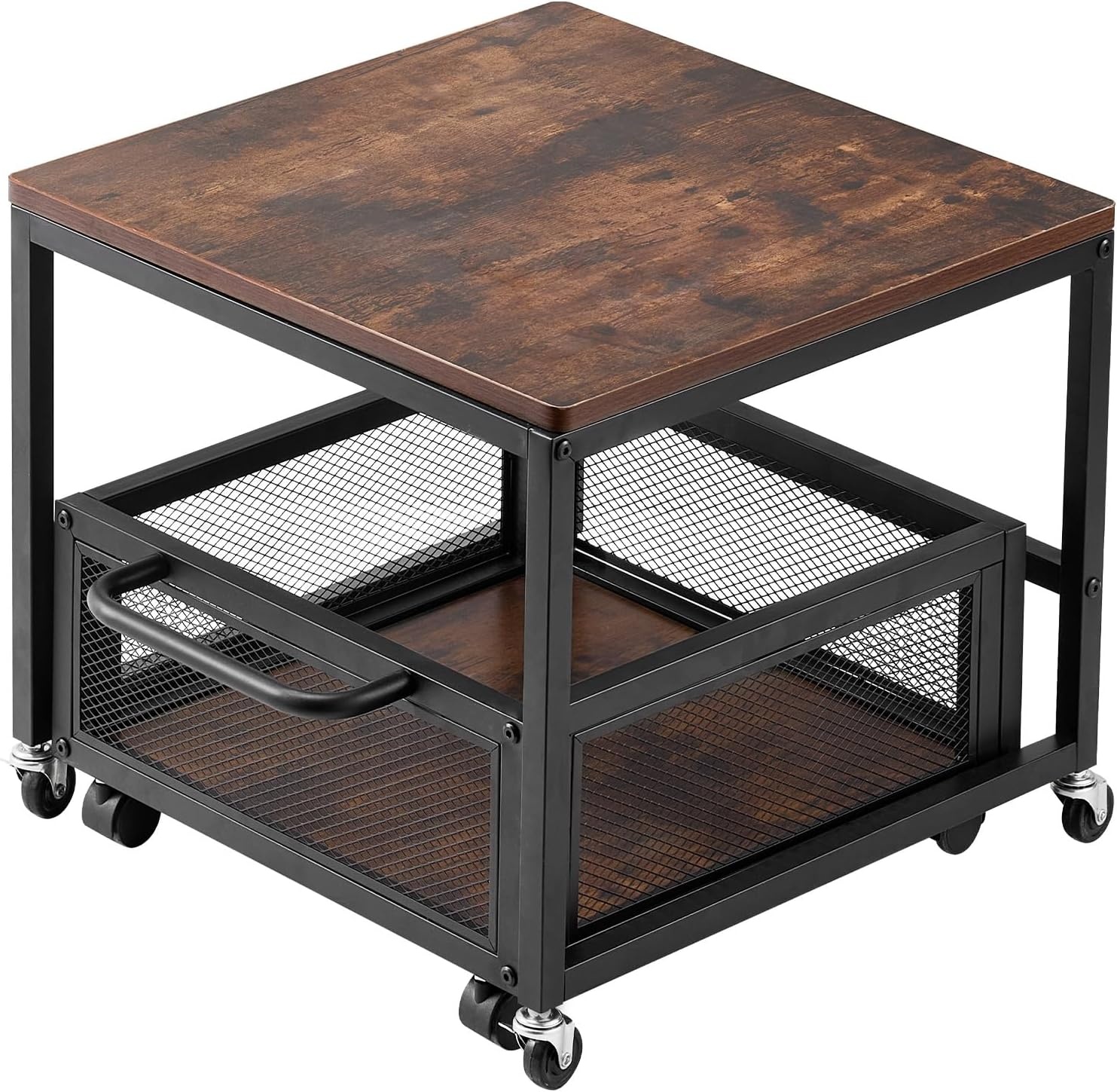image:imageVEVOR Mini Fridge Stand with Storage 198 lbs Mini Fridge Table with Movable Storage Cart amp Swivel Wheels Beverage Refrigerator Stand for Coffee Bar Mini Fridge Organizer for Home Dorm Light BrownDark Brown