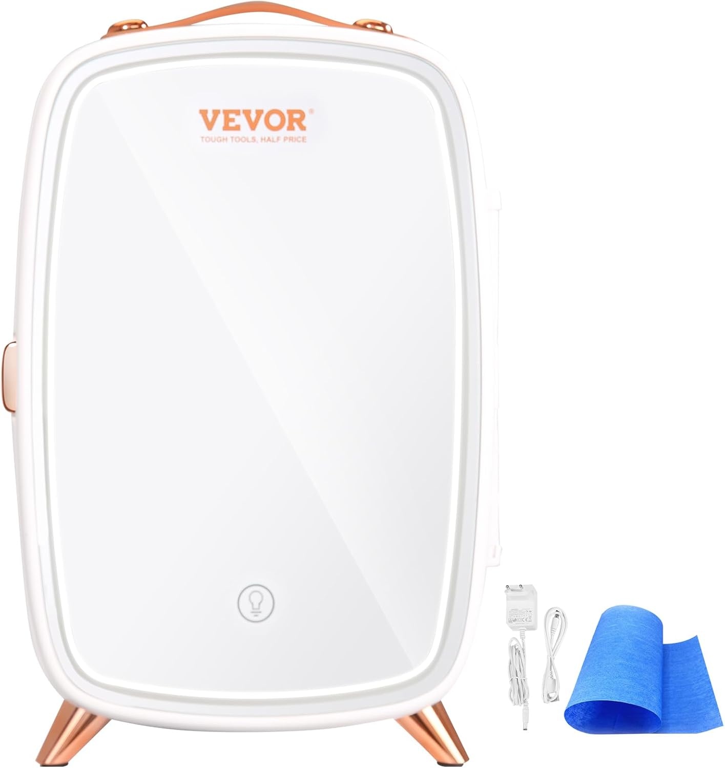 image:imageVEVOR Mini Fridge for Bedroom 6L Luxury Cosmetic Fridges LED Light amp HD Mirror ACDC Portable Mini Fridge for Car Dorm Office Compact Personal Fridge for Beauty Face Mask Beverage Chill White