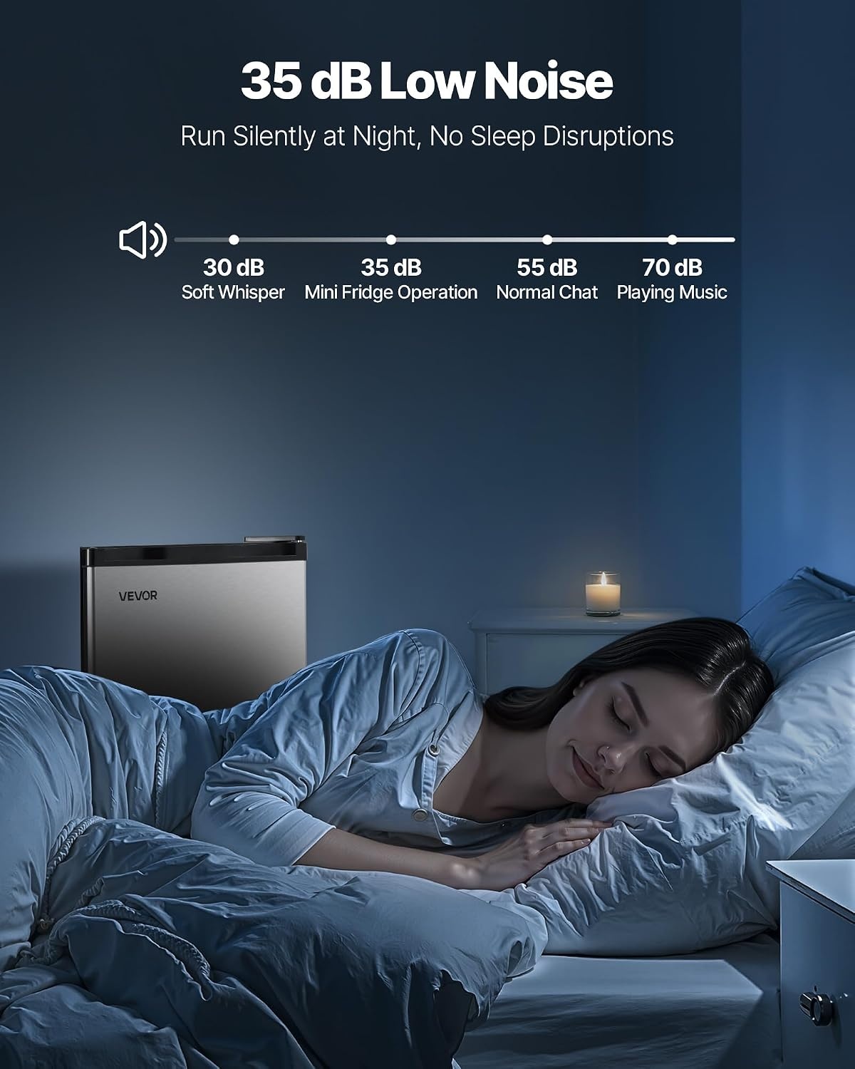 image:imageVEVOR Mini Fridge with Freezer 16 CuFt Compact Refrigerator wMicron Freezer Zone 7Modes Adjust Temp Energy Efficient Small Fridges Reversible Door Low Noise for Bedroom Dorm Office BlackBrushed Stainless