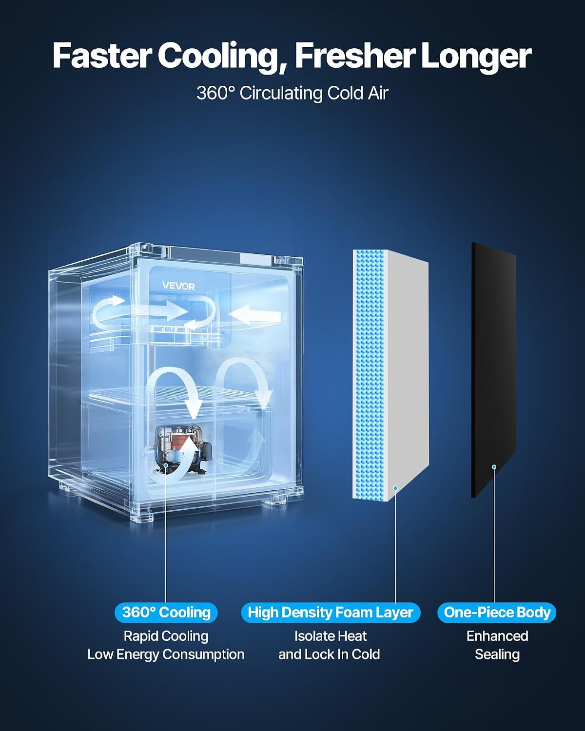 image:imageVEVOR Mini Fridge with Freezer 16 CuFt Compact Refrigerator wMicron Freezer Zone 7Modes Adjust Temp Energy Efficient Small Fridges Reversible Door Low Noise for Bedroom Dorm Office BlackBrushed Stainless