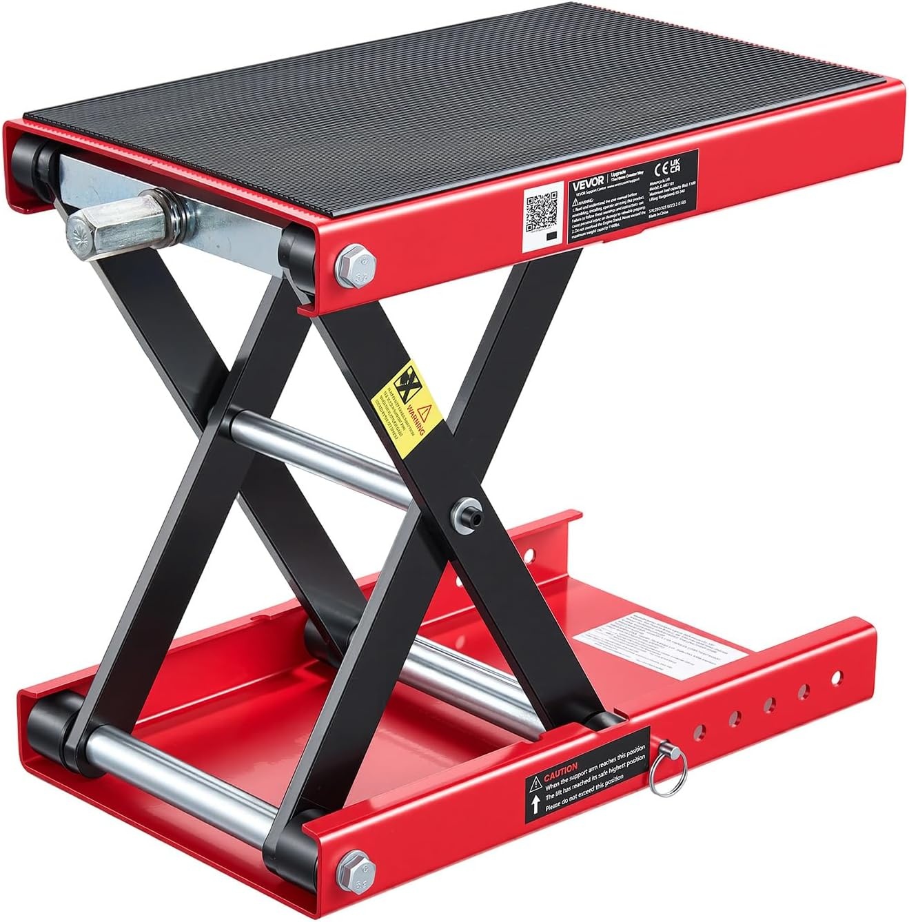 image:imageVEVOR Motorcycle Lift 1100 LBS Motorcycle Scissor Lift Jack with Wide Deck amp Safety Pin 37138 Center Hoist Crank Stand Steel Scissor Jack for Street Bikes Cruiser Bikes Touring Motorcycles Steel Scissor Jack with Lock Pin 37138 Center Hoist Crank Stand for Street Bikes Cruiser Bikes Touring MotorcyclesRed