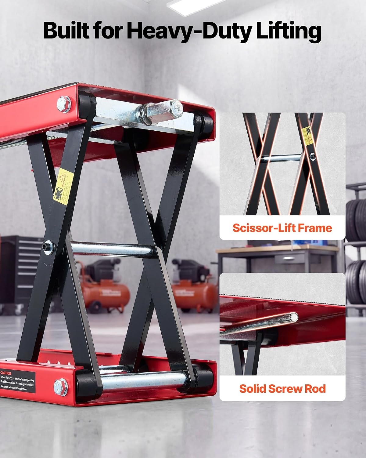 image:imageVEVOR Motorcycle Lift 1100 LBS Motorcycle Scissor Lift Jack with Wide Deck amp Safety Pin 37138 Center Hoist Crank Stand Steel Scissor Jack for Street Bikes Cruiser Bikes Touring Motorcycles Steel Scissor Jack with Lock Pin 37138 Center Hoist Crank Stand for Street Bikes Cruiser Bikes Touring MotorcyclesRed