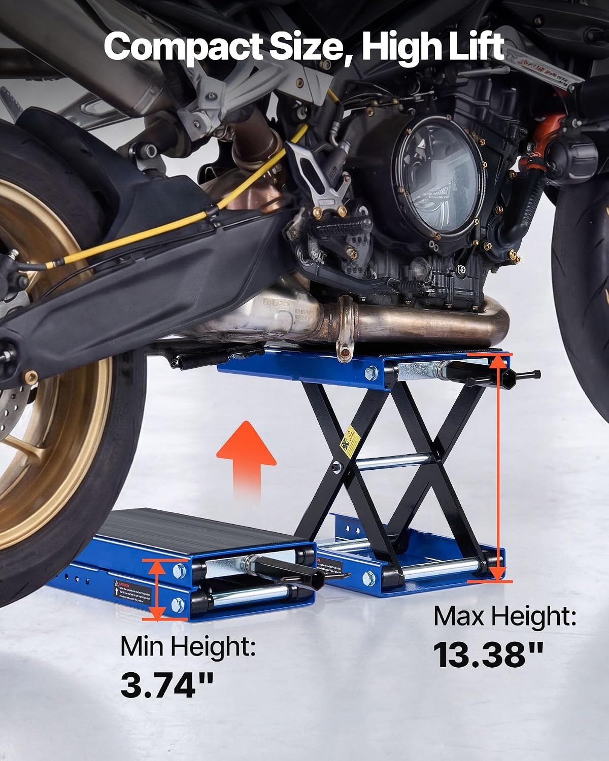 image:imageVEVOR Motorcycle Lift 1100 LBS Motorcycle Scissor Lift Jack with Wide Deck amp Safety Pin 37138 Center Hoist Crank Stand Steel Scissor Jack for Street Bikes Cruiser Bikes Touring Motorcycles Steel Scissor Jack with Lock Pin 37138 Center Hoist Crank Stand for Street Bikes Cruiser Bikes Touring MotorcyclesBlue
