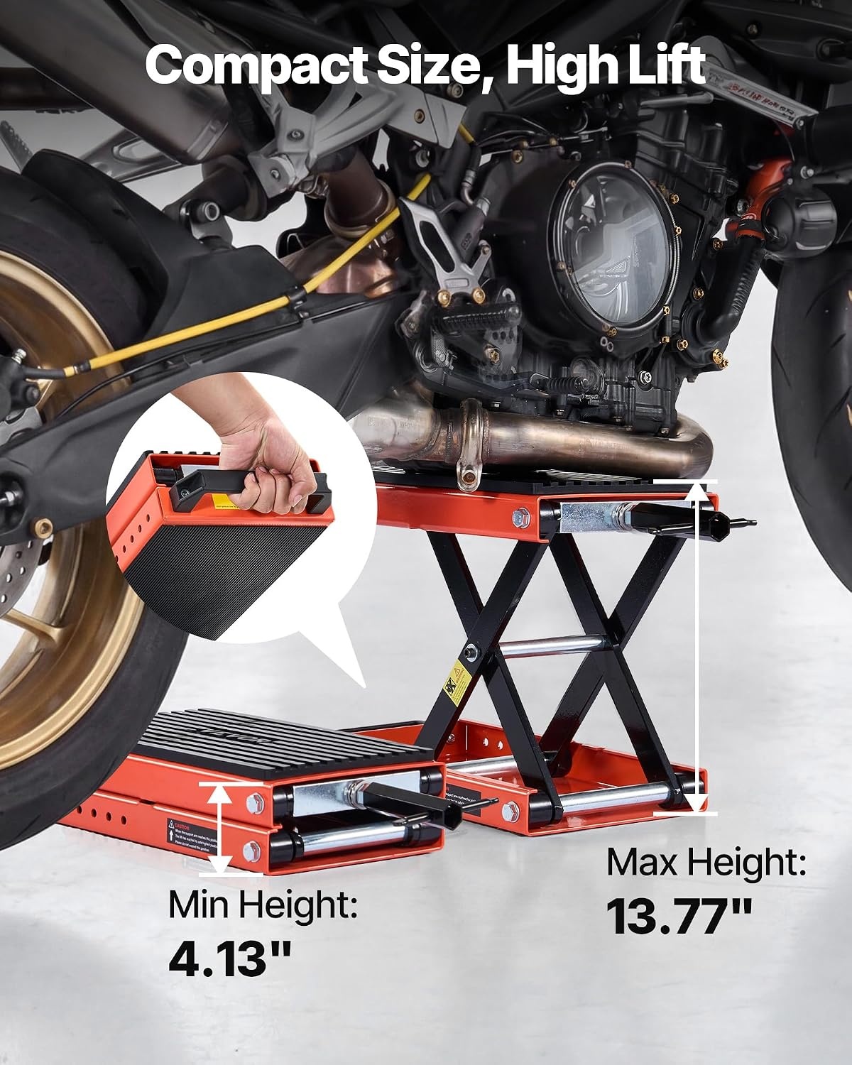 image:imageVEVOR Motorcycle Lift 1100lbs ATV Scissor Lift Jack with Dolly amp Hand Crank Garage Repair Center Hoist Crank Stand with Wide Deck and Tool Tray for Street Bikes Cruiser Bikes Touring Motorcycles Garage Repair Center Hoist Crank Stand with Wide Deck and Tool Tray for Street Bikes Cruiser Bikes Touring Motorcycles1500 lbsScissor