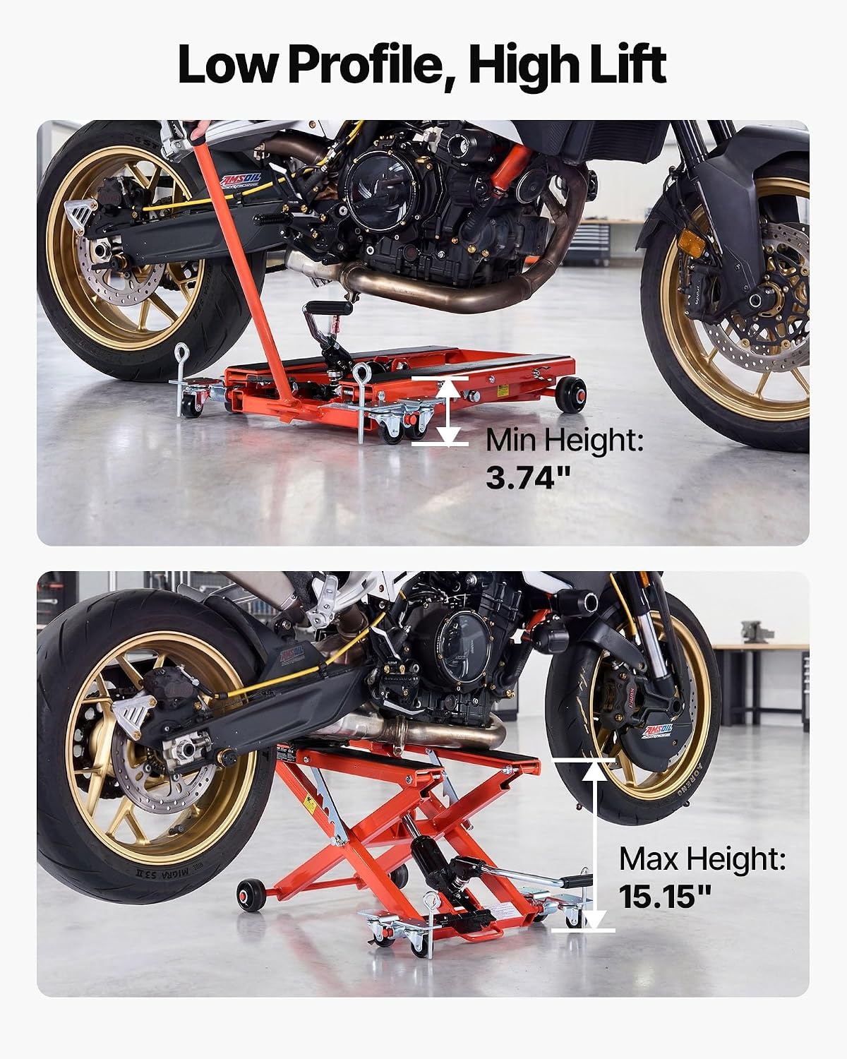 image:imageVEVOR Motorcycle Lift 1100lbs ATV Scissor Lift Jack with Dolly amp Hand Crank Garage Repair Center Hoist Crank Stand with Wide Deck and Tool Tray for Street Bikes Cruiser Bikes Touring Motorcycles Garage Repair Center Hoist Crank Stand with Wide Deck and Tool Tray for Street Bikes Cruiser Bikes Touring Motorcycles1100 lbsHydraulicwith 6 Wheels