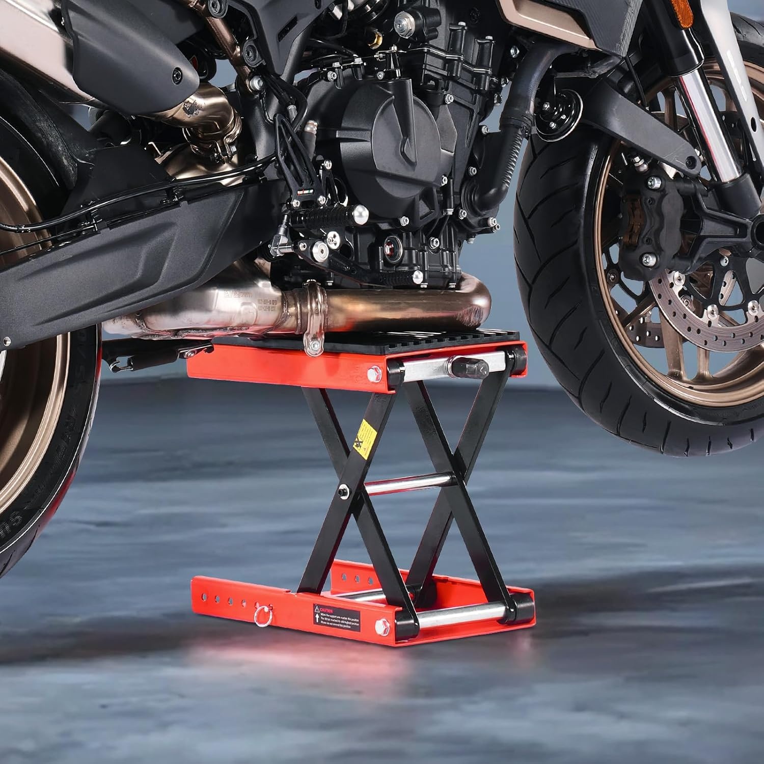 image:imageVEVOR Motorcycle Lift 1100lbs ATV Scissor Lift Jack with Dolly amp Hand Crank Garage Repair Center Hoist Crank Stand with Wide Deck and Tool Tray for Street Bikes Cruiser Bikes Touring Motorcycles Garage Repair Center Hoist Crank Stand with Wide Deck and Tool Tray for Street Bikes Cruiser Bikes Touring Motorcycles1200 lbsScissorwith Ratchet and Crank