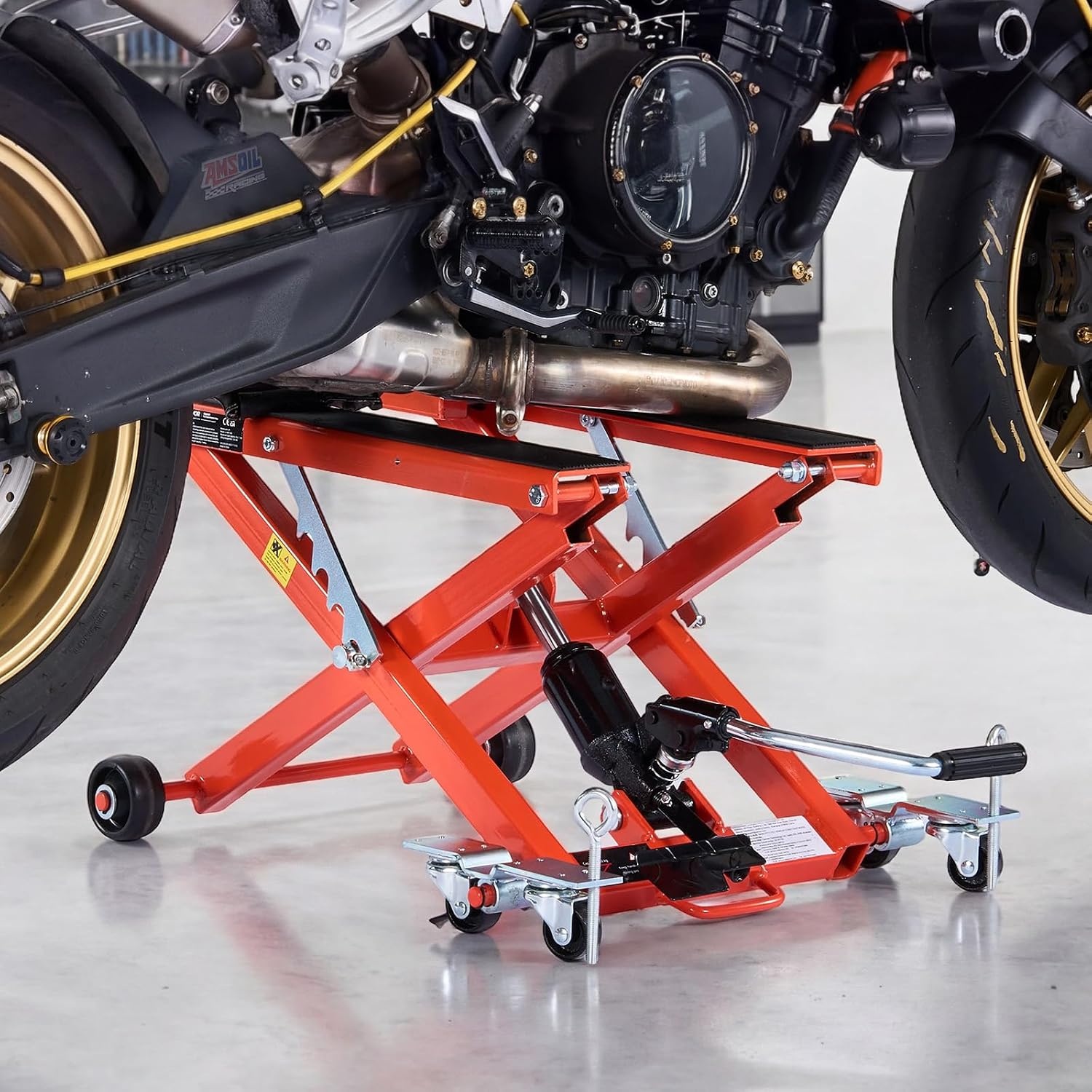 image:imageVEVOR Motorcycle Lift 1100lbs ATV Scissor Lift Jack with Dolly amp Hand Crank Garage Repair Center Hoist Crank Stand with Wide Deck and Tool Tray for Street Bikes Cruiser Bikes Touring Motorcycles Garage Repair Center Hoist Crank Stand with Wide Deck and Tool Tray for Street Bikes Cruiser Bikes Touring Motorcycles1100 lbsHydraulicwith 6 Wheels