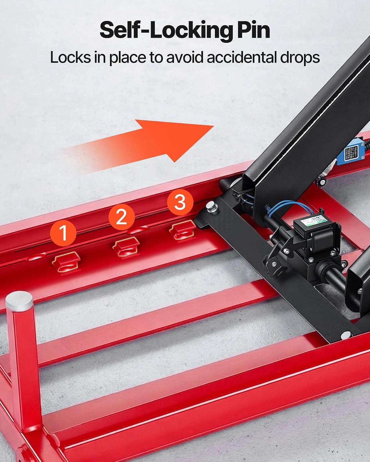 image:imageVEVOR Motorcycle Lift Table 1000lbs Weight Capacity 360 Flexible Moving Motorcycle Jack Stand 8631 in Height Range Heavy Duty Bike Repair Stand with Security Lock for ATVs Dirt Bike1500lbsElectric Hydraulicwith nonadjustable width