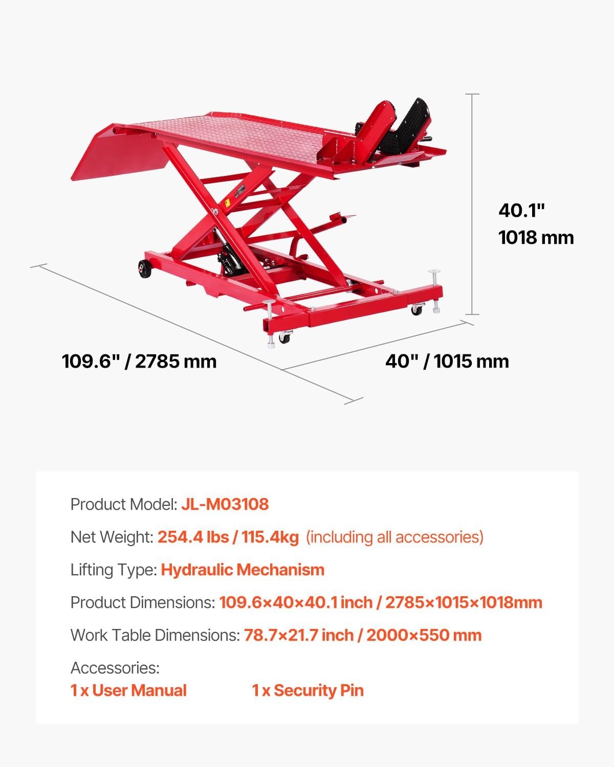 image:imageVEVOR Motorcycle Lift Table 1000lbs Weight Capacity 360 Flexible Moving Motorcycle Jack Stand 8631 in Height Range Heavy Duty Bike Repair Stand with Security Lock for ATVs Dirt Bike1000lbsHydraulicwith nonadjustable width