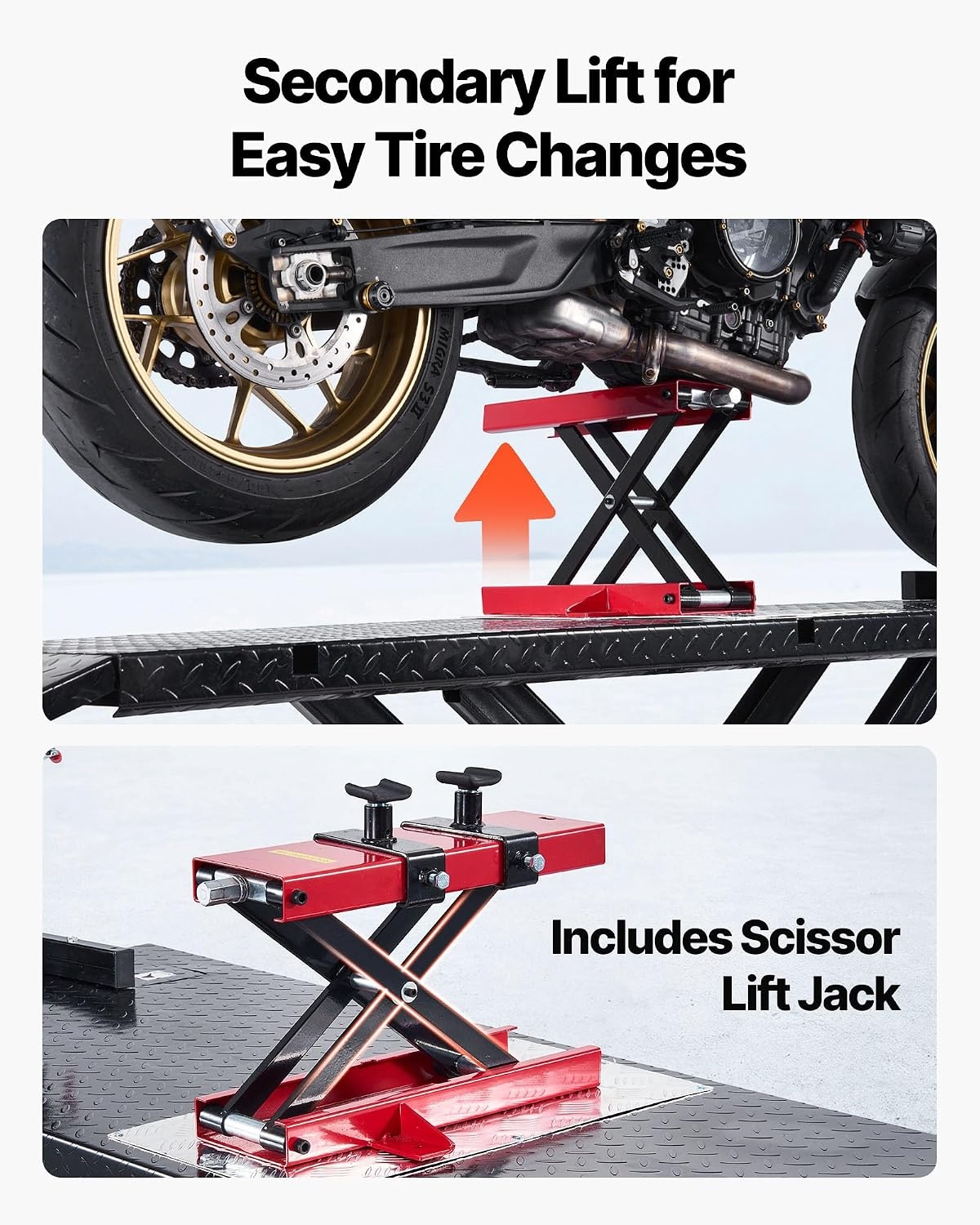 image:imageVEVOR Motorcycle Lift Table 1000lbs Weight Capacity 360 Flexible Moving Motorcycle Jack Stand 8631 in Height Range Heavy Duty Bike Repair Stand with Security Lock for ATVs Dirt Bike1500lbsElectric Hydraulicwith nonadjustable width