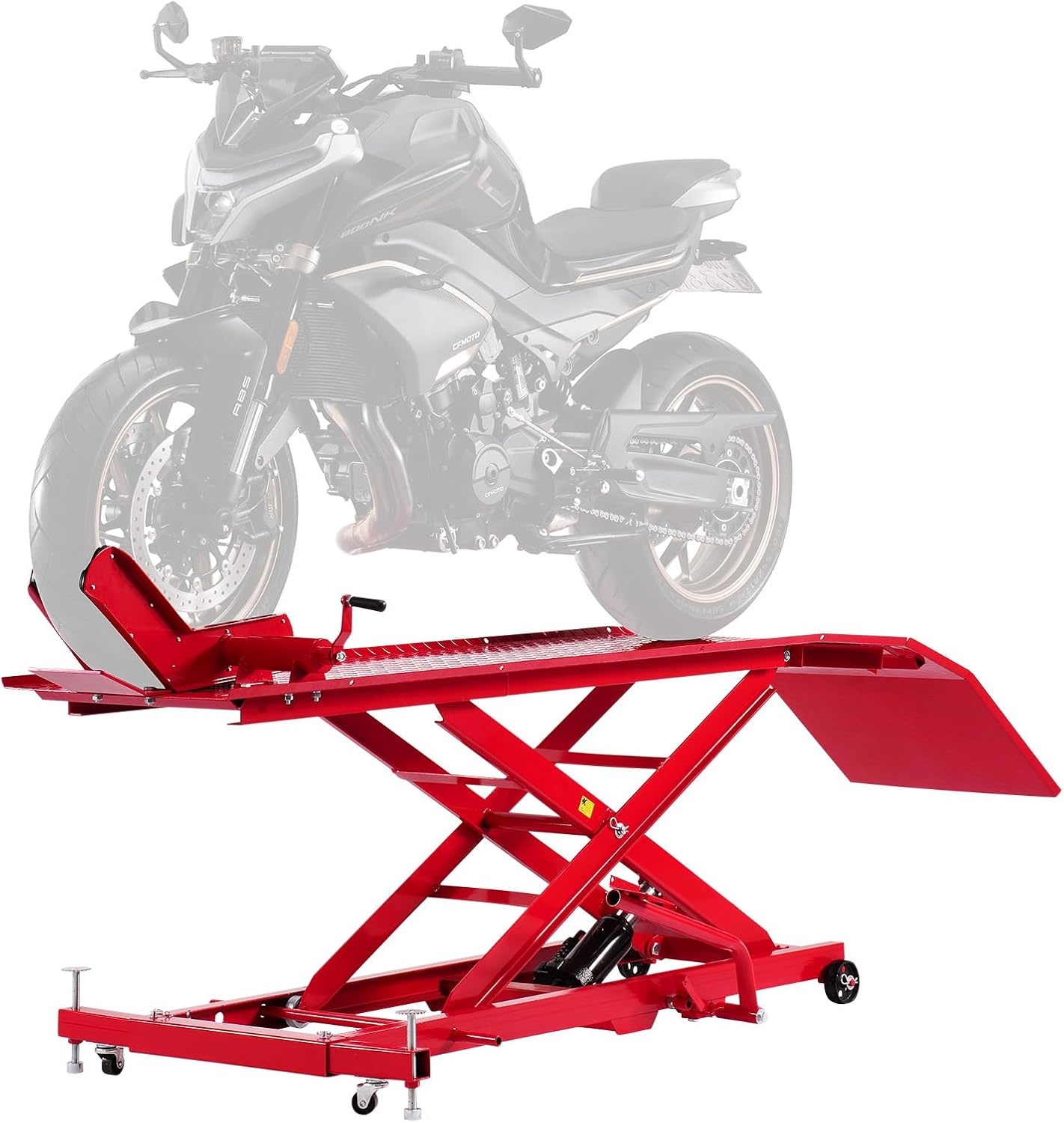 image:imageVEVOR Motorcycle Lift Table 1000lbs Weight Capacity 360 Flexible Moving Motorcycle Jack Stand 8631 in Height Range Heavy Duty Bike Repair Stand with Security Lock for ATVs Dirt Bike1000lbsHydraulicwith nonadjustable width