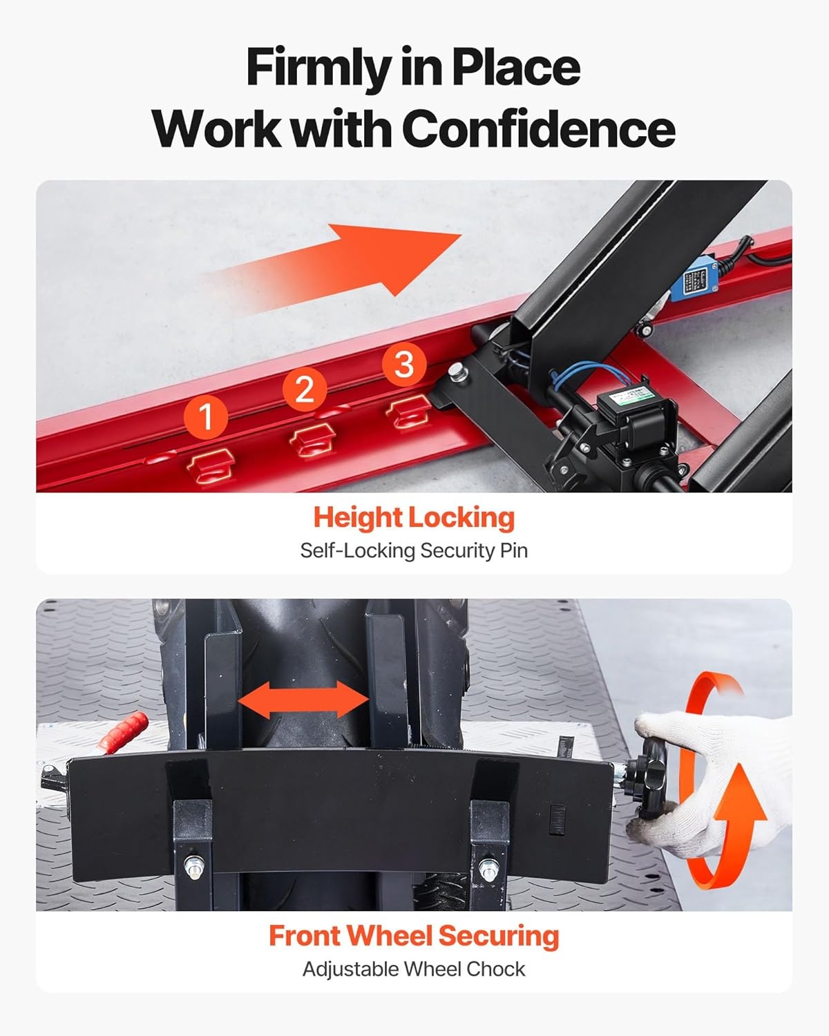image:imageVEVOR Motorcycle Lift Table 1000lbs Weight Capacity 360 Flexible Moving Motorcycle Jack Stand 8631 in Height Range Heavy Duty Bike Repair Stand with Security Lock for ATVs Dirt Bike1500lbsElectric Hydraulicwith Adjustable width