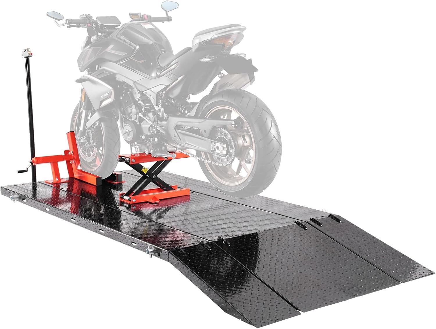 image:imageVEVOR Motorcycle Lift Table 1500lbs Weight Capacity Pneumatic Motorcycle Jack 8631 in Height Range Heavy Duty Bike Repair Stand with Removable Workbench Repair Platform for ATVs Dirt Bike