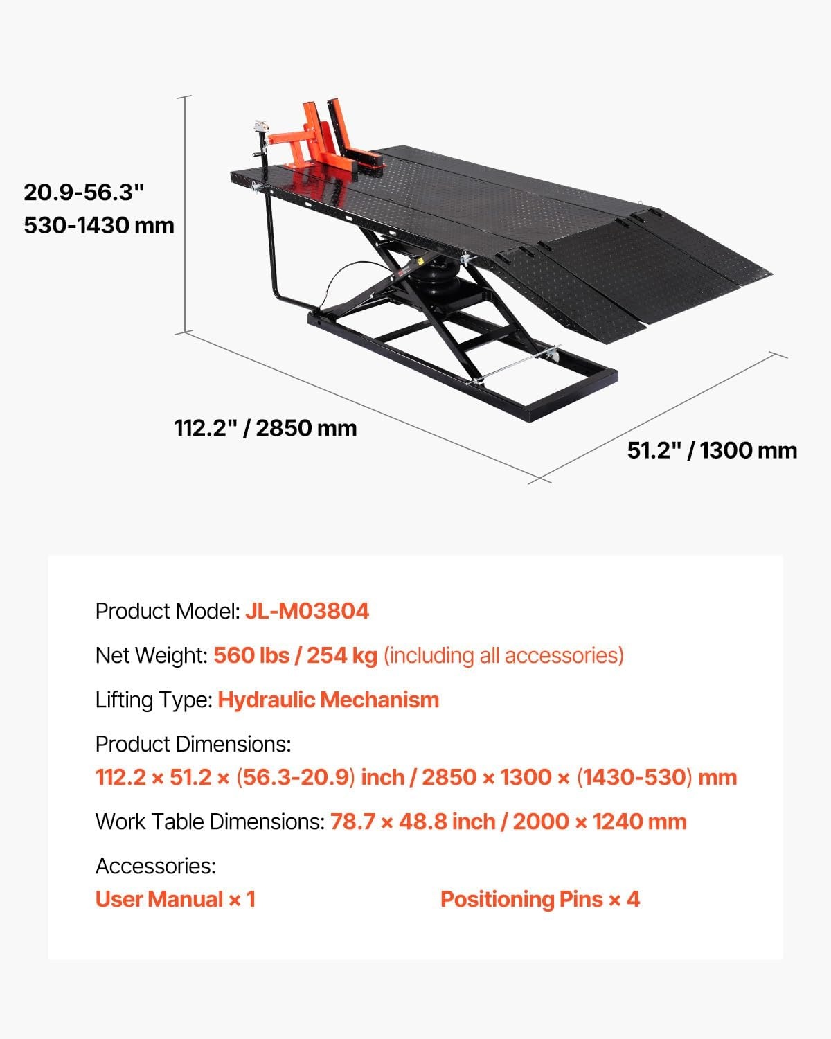 image:imageVEVOR Motorcycle Lift Table 1500lbs Weight Capacity Pneumatic Motorcycle Jack 8631 in Height Range Heavy Duty Bike Repair Stand with Removable Workbench Repair Platform for ATVs Dirt Bike