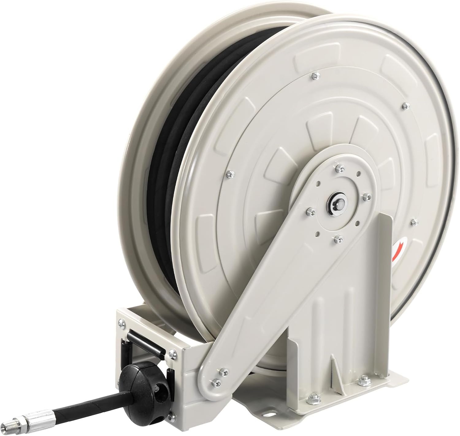image:imageVEVOR Oil Hose Reel 12 inch x 50 ft Retractable Spring Driven Auto Swivel Rewind Max 3625 PSI HeavyDuty Carbon Steel Construction with Steel Wire Braided Hose for EngineGearHydraulic Oil14 x 50