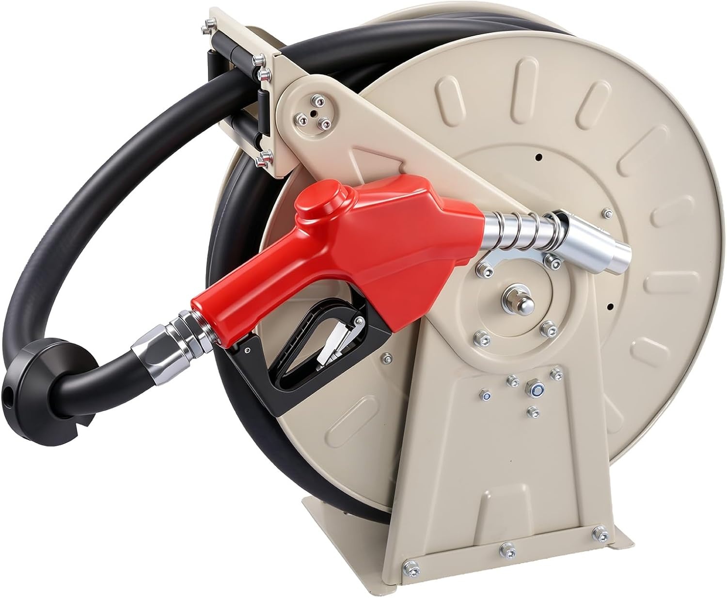 image:imageVEVOR Oil Hose Reel 12 inch x 50 ft Retractable Spring Driven Auto Swivel Rewind Max 3625 PSI HeavyDuty Carbon Steel Construction with Steel Wire Braided Hose for EngineGearHydraulic Oil1 x 33