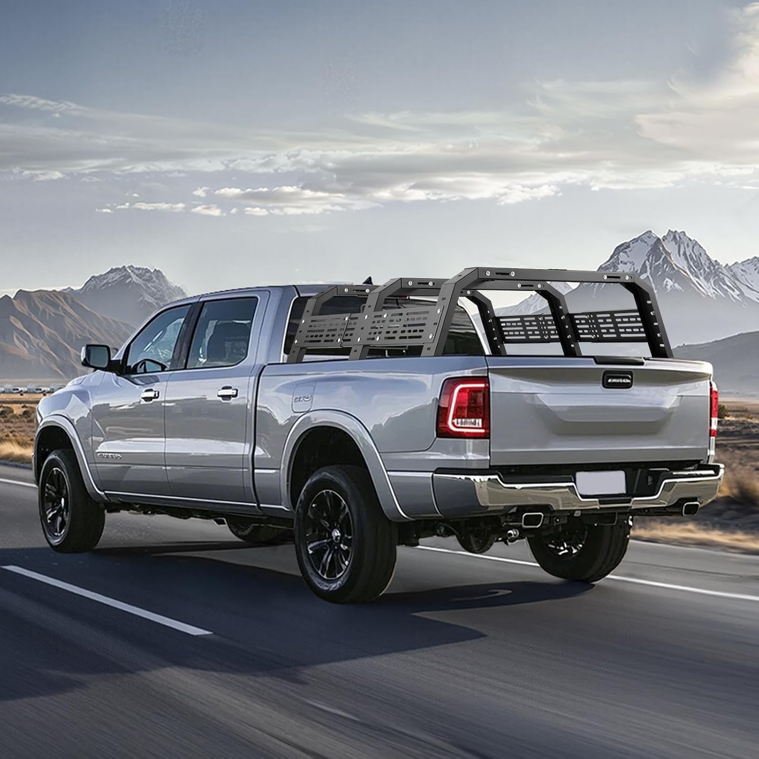 image:imageVEVOR Overland Truck Bed Rack 492679 in Width Adjustable Overland Bed Cargo Rack with Sidebar 900 lbs Static Capacity Heavy Duty Steel for MidSize Trucks Compatible with TacomaGladiator JTfor Bed Rail