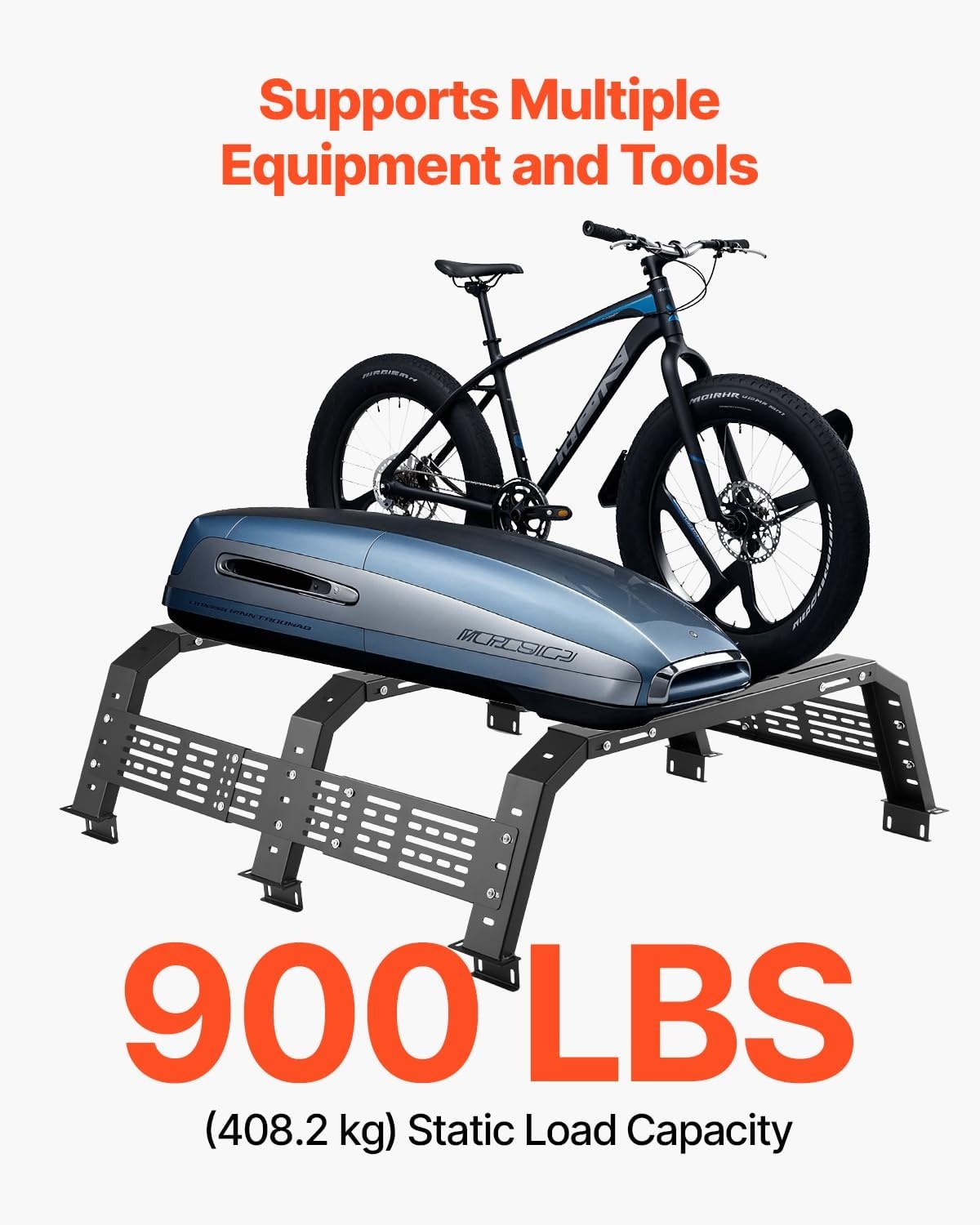 image:imageVEVOR Overland Truck Bed Rack 492679 in Width Adjustable Overland Bed Cargo Rack with Sidebar 900 lbs Static Capacity Heavy Duty Steel for MidSize Trucks Compatible with TacomaGladiator JTfor Bed Rail