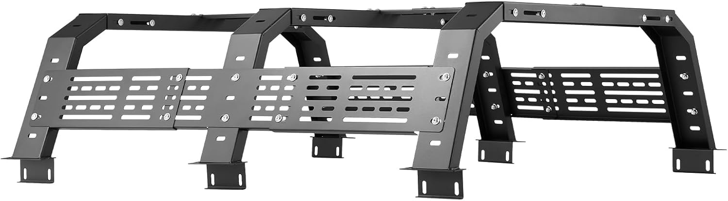 image:imageVEVOR Overland Truck Bed Rack 492679 in Width Adjustable Overland Bed Cargo Rack with Sidebar 900 lbs Static Capacity Heavy Duty Steel for MidSize Trucks Compatible with TacomaGladiator JTfor Bed Rail