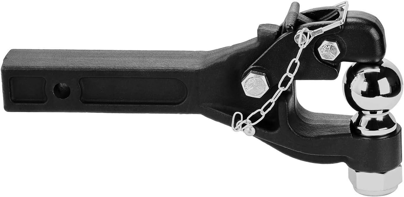 image:imageVEVOR Pintle Hook 20000 lbs Pintle Hook Hitch for 225inch Hitch Hook Military Receiver Combination 2516inch Hitch Ball Fits 25 to 3inch Lunette Ring 156inch Length Black Powder Coat2516 in Ball 20000 lbs