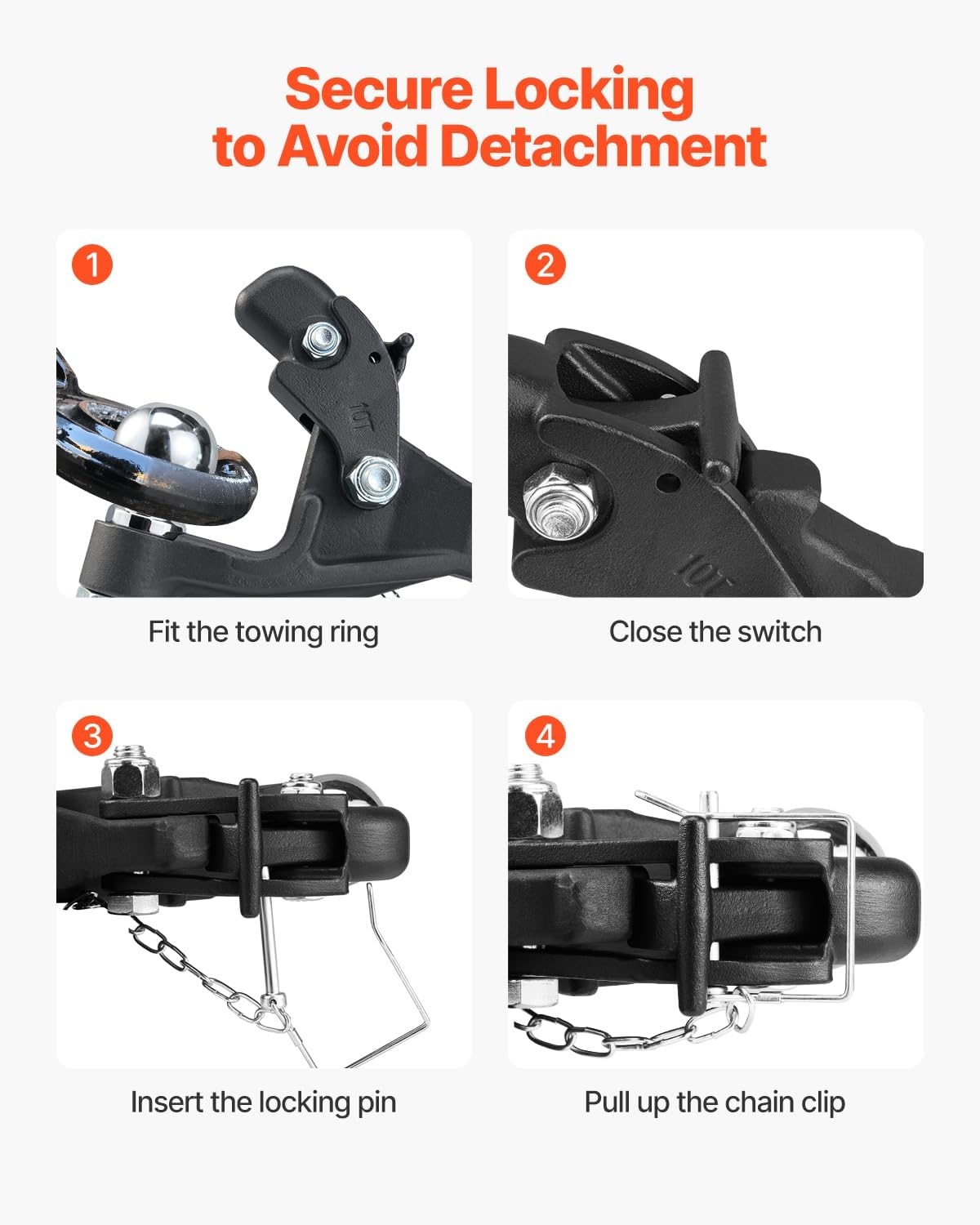 image:imageVEVOR Pintle Hook 20000 lbs Pintle Hook Hitch for 225inch Hitch Hook Military Receiver Combination 2516inch Hitch Ball Fits 25 to 3inch Lunette Ring 156inch Length Black Powder Coat2516 in Ball 20000 lbs