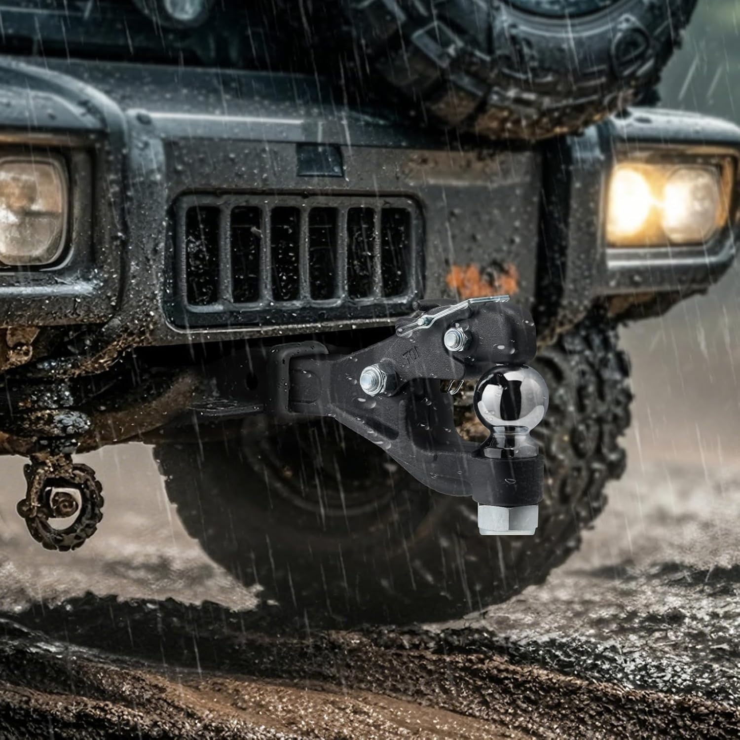image:imageVEVOR Pintle Hook 20000 lbs Pintle Hook Hitch for 225inch Hitch Hook Military Receiver Combination 2516inch Hitch Ball Fits 25 to 3inch Lunette Ring 156inch Length Black Powder Coat2516 in Ball 20000 lbs