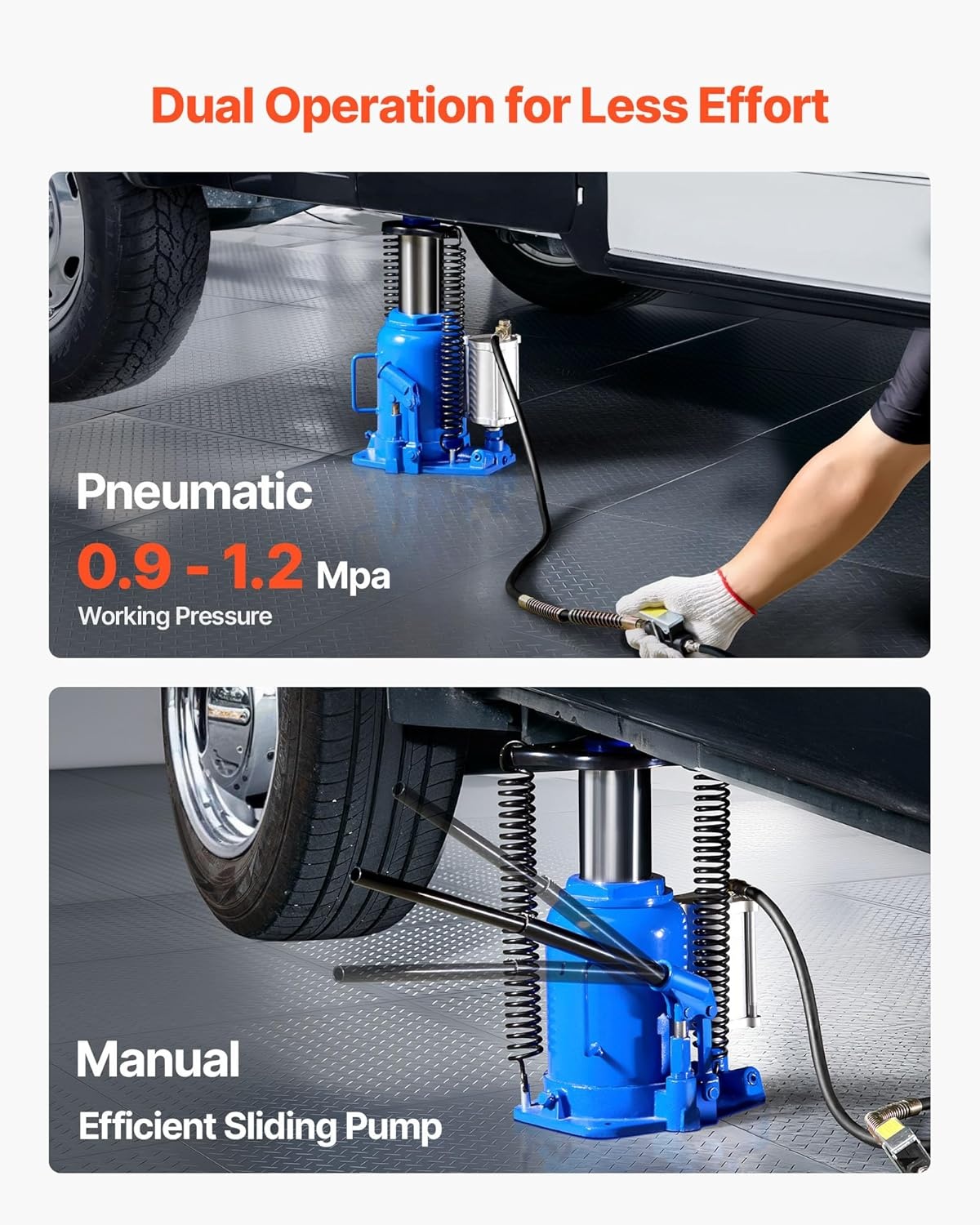 image:imageVEVOR Pneumatic Bottle Jack 50T Hydraulic Car Jack Lift Range 2743cm Air Transmission Jack 110231lbs for Heavy Duty Vehicles32T Air Hydraulic