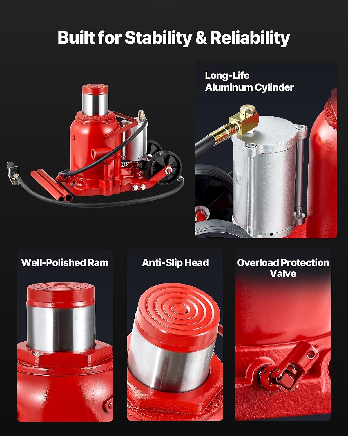 image:imageVEVOR Pneumatic Bottle Jack 50T Hydraulic Car Jack Lift Range 2743cm Air Transmission Jack 110231lbs for Heavy Duty Vehicles50T Air Hydraulic